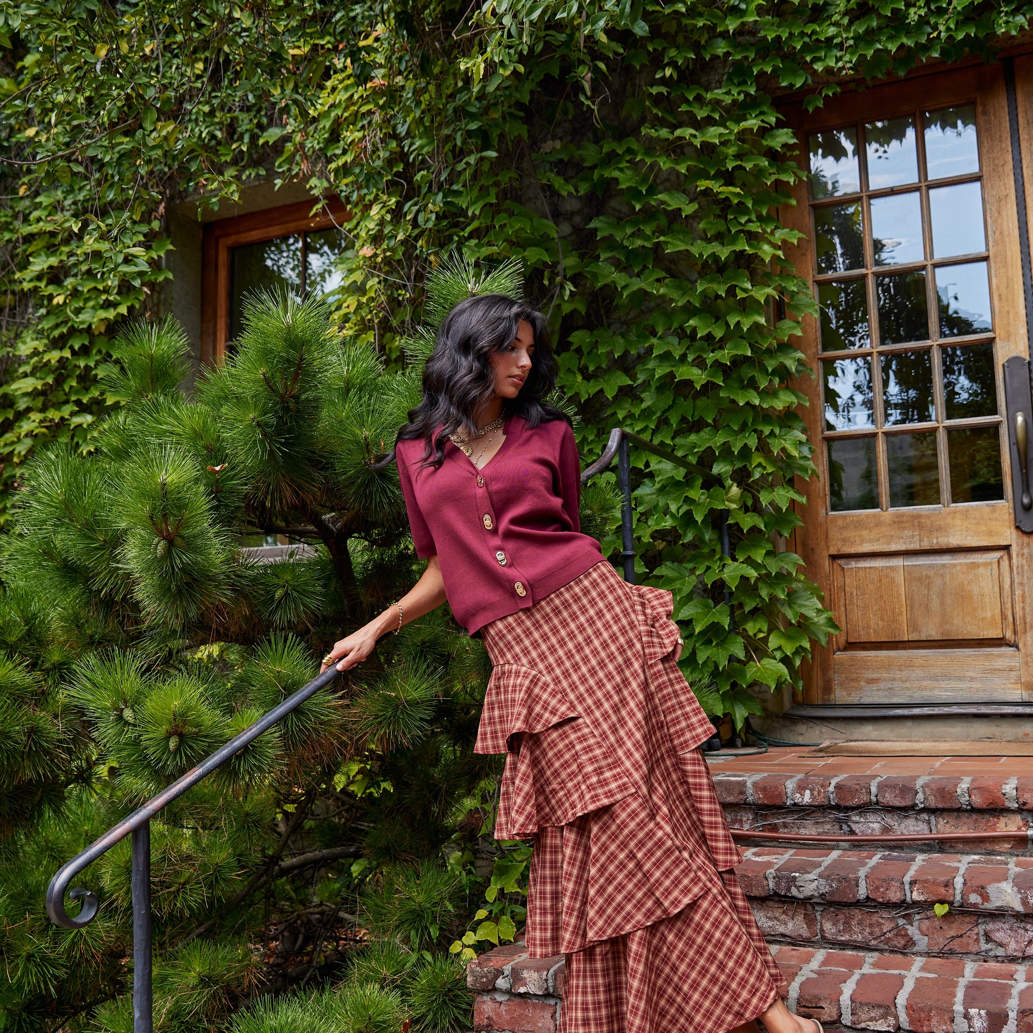 Dylan Tiered Plaid Mini Skirt