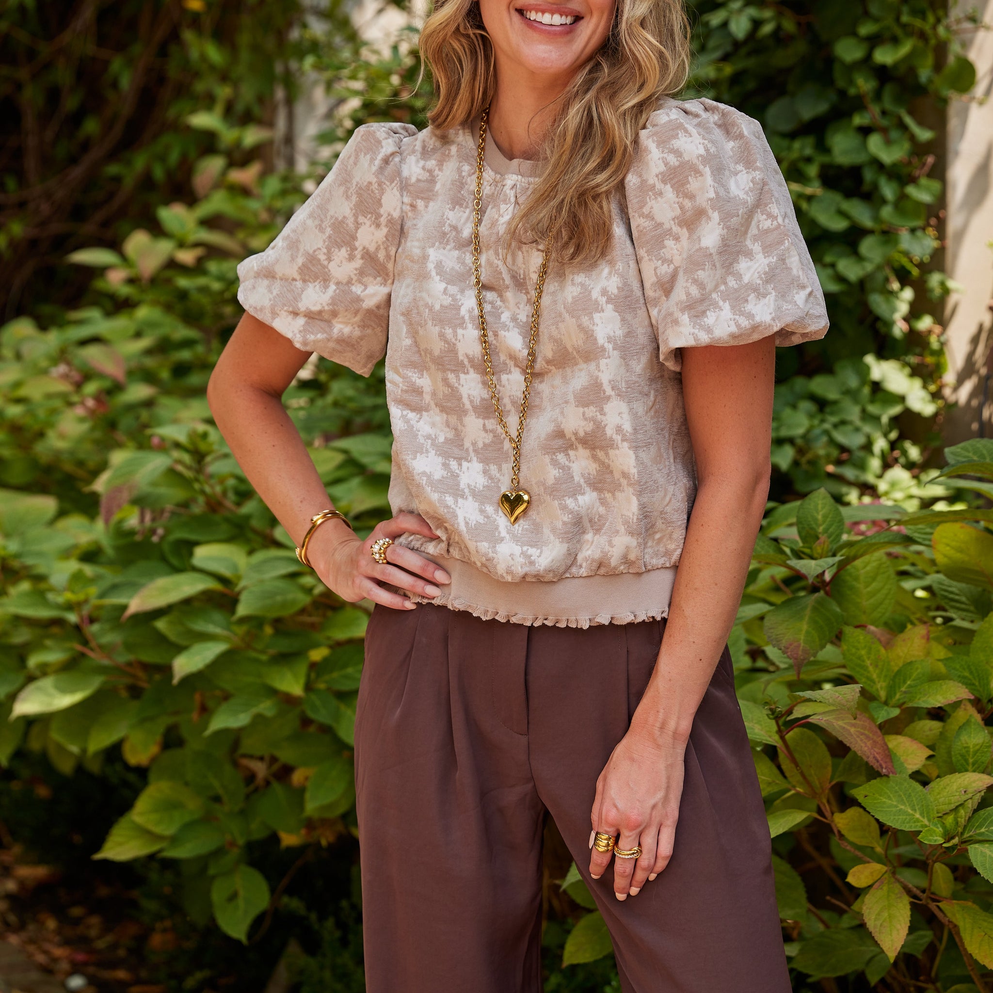 Ashley Houndstooth Stitch Top