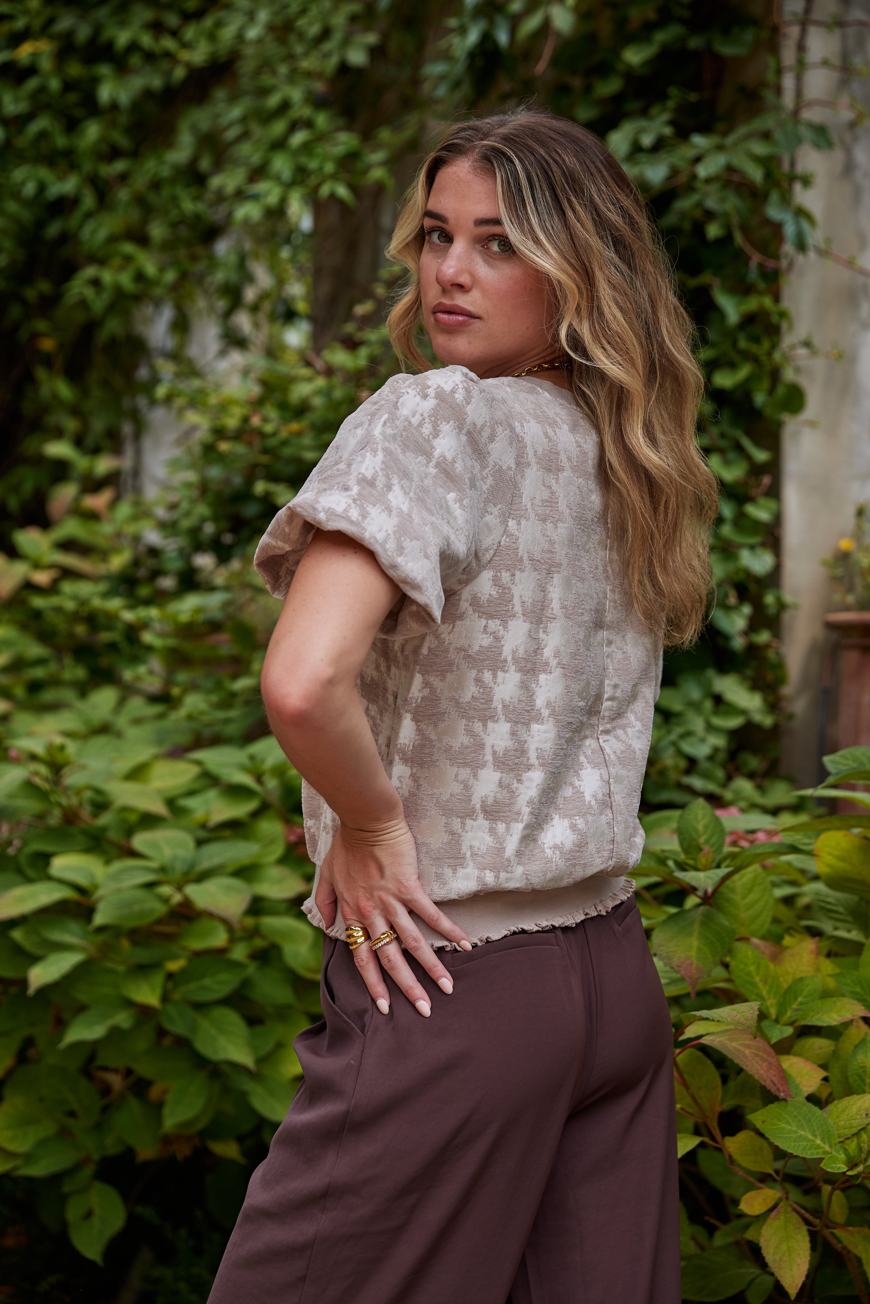 Ashley Houndstooth Stitch Top