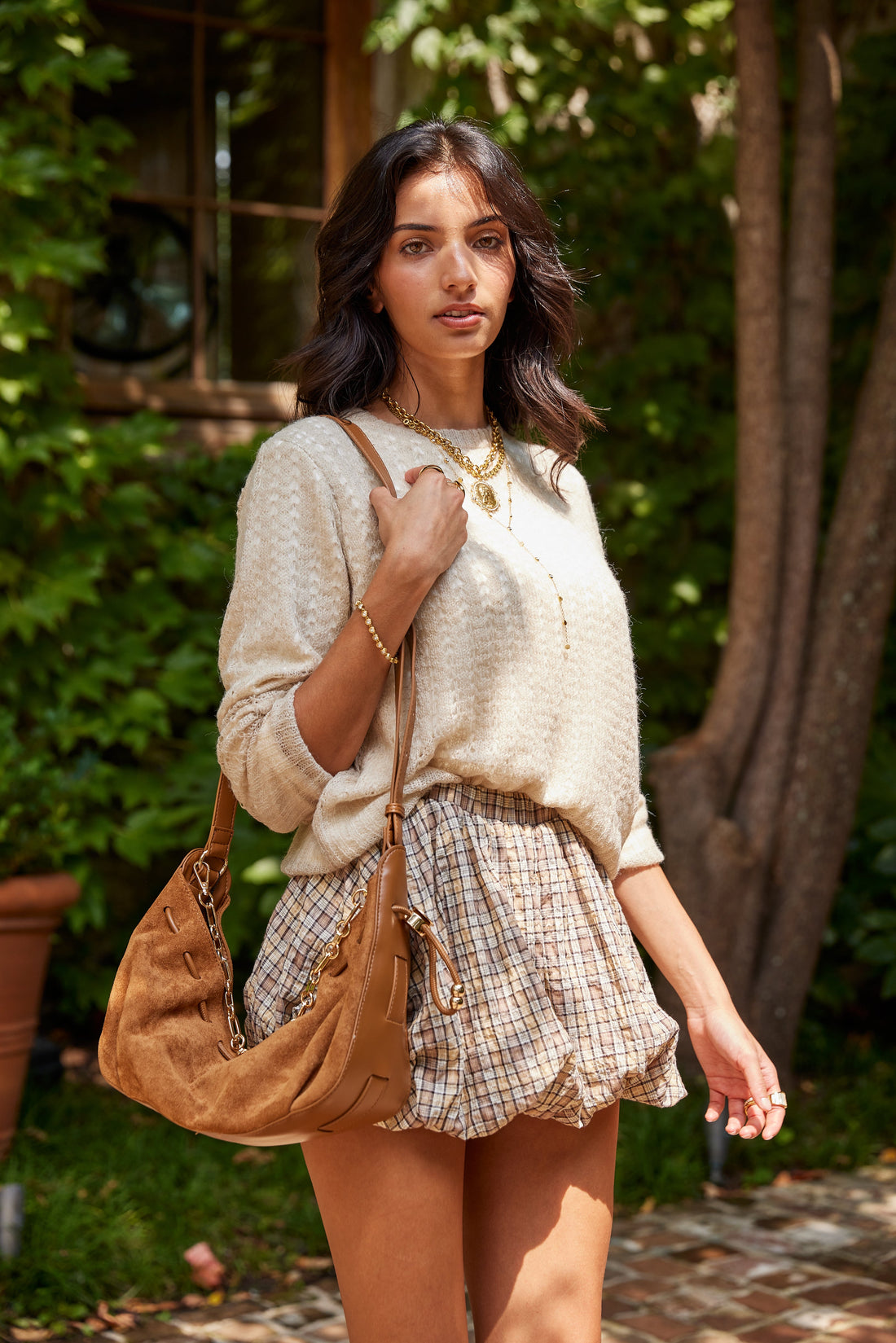 Rylee Check Print Bubble Skirt