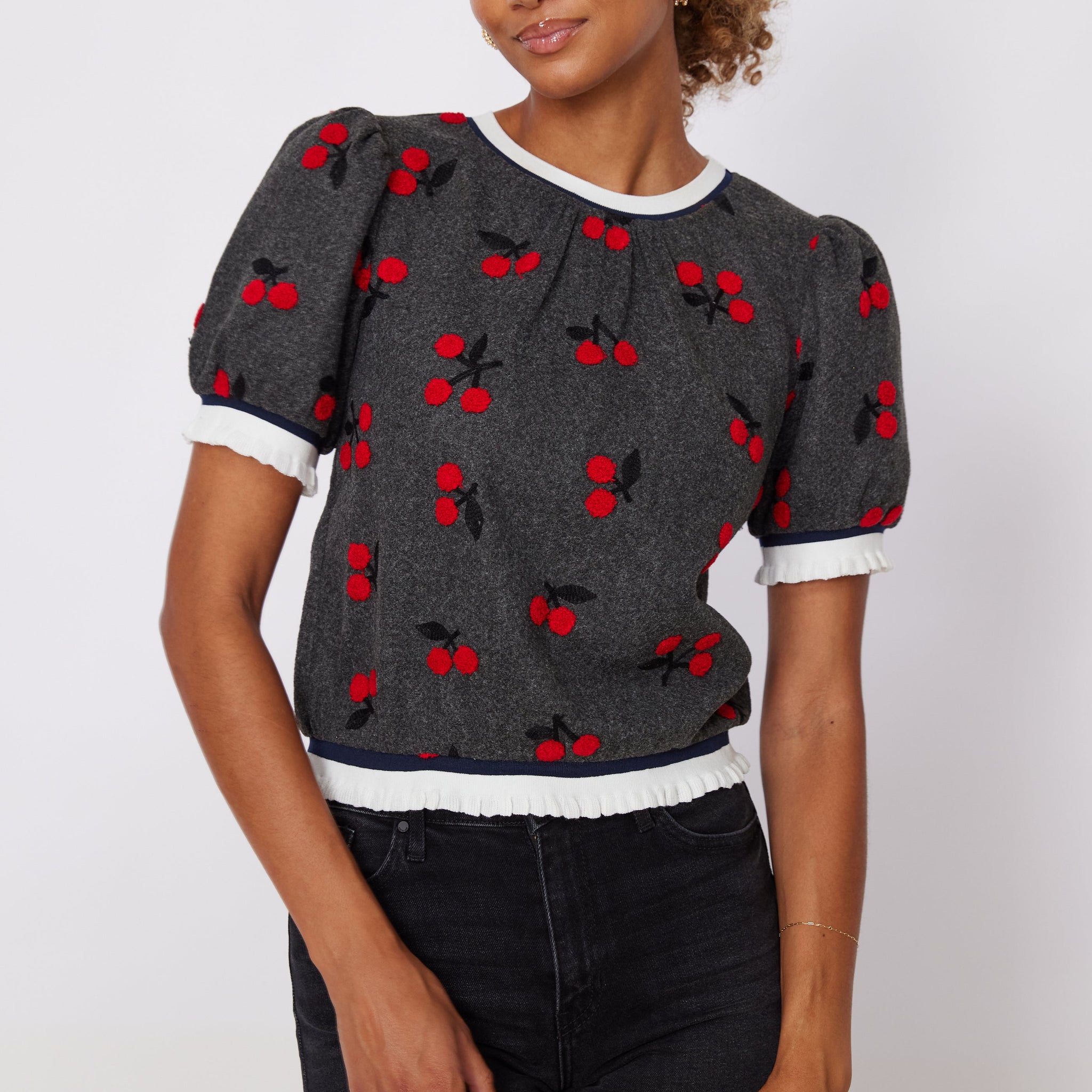 SALE - Jemma Cherry Knit Top