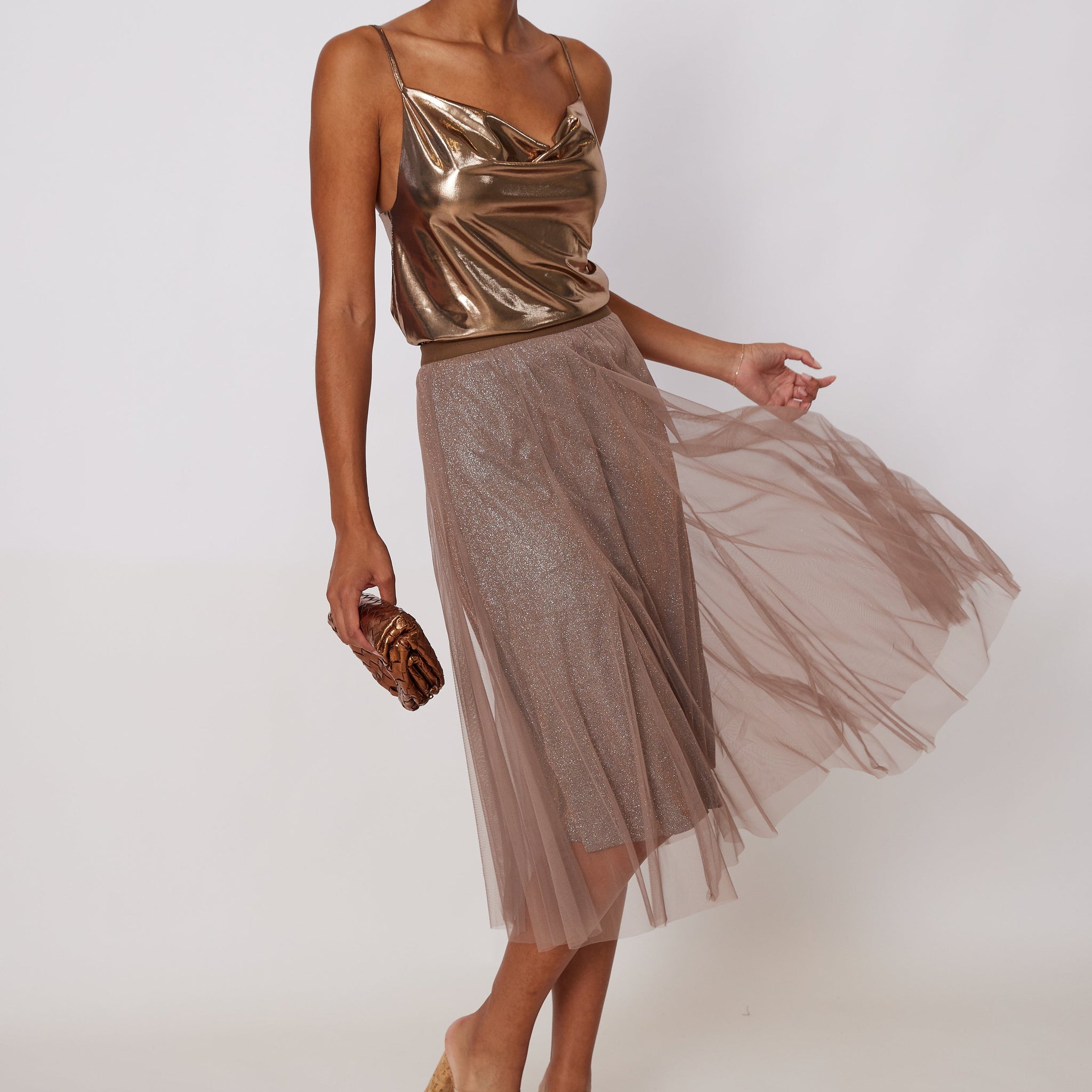 Ella Glitter Detail Midi Skirt