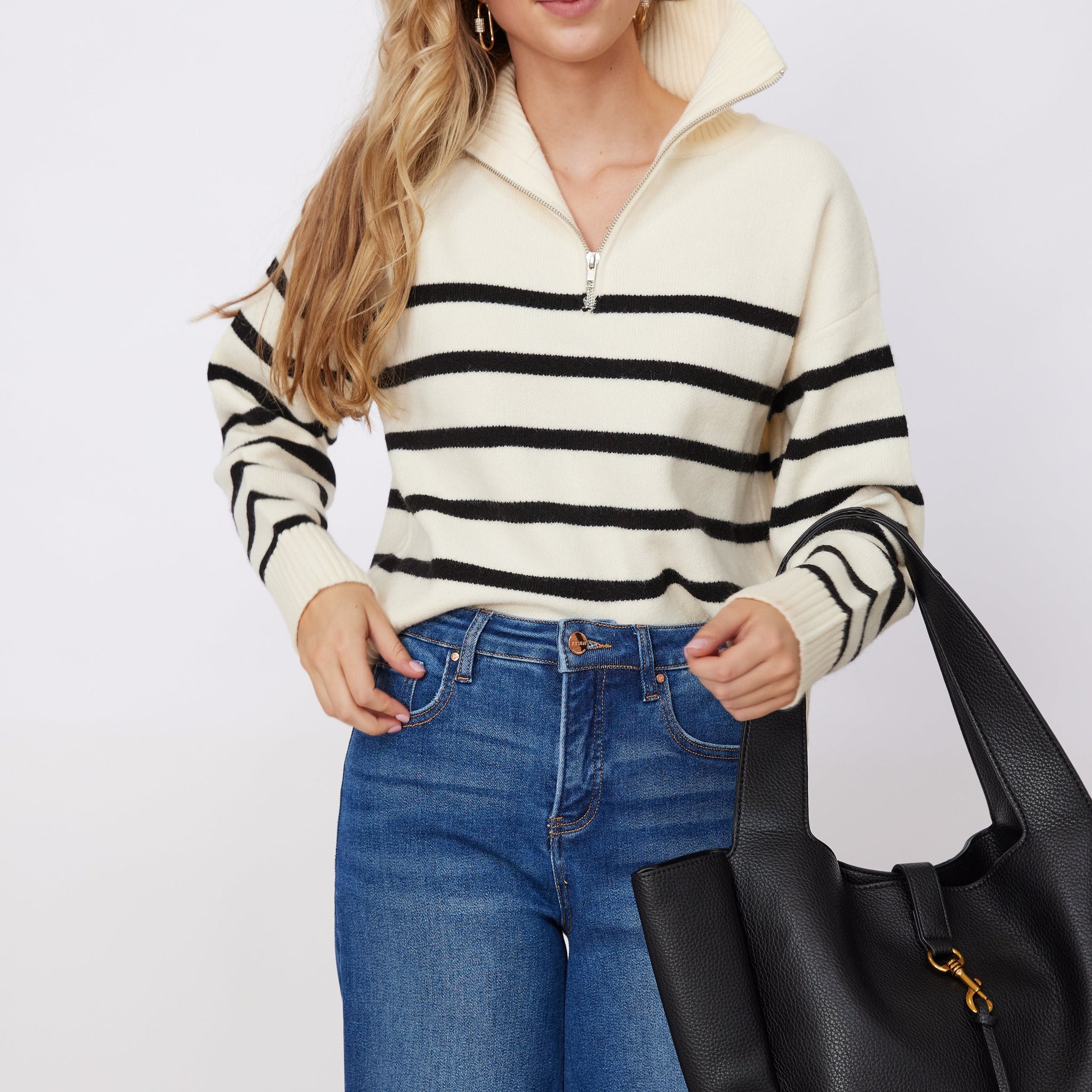 Patricia Stripe Half Zip Sweater