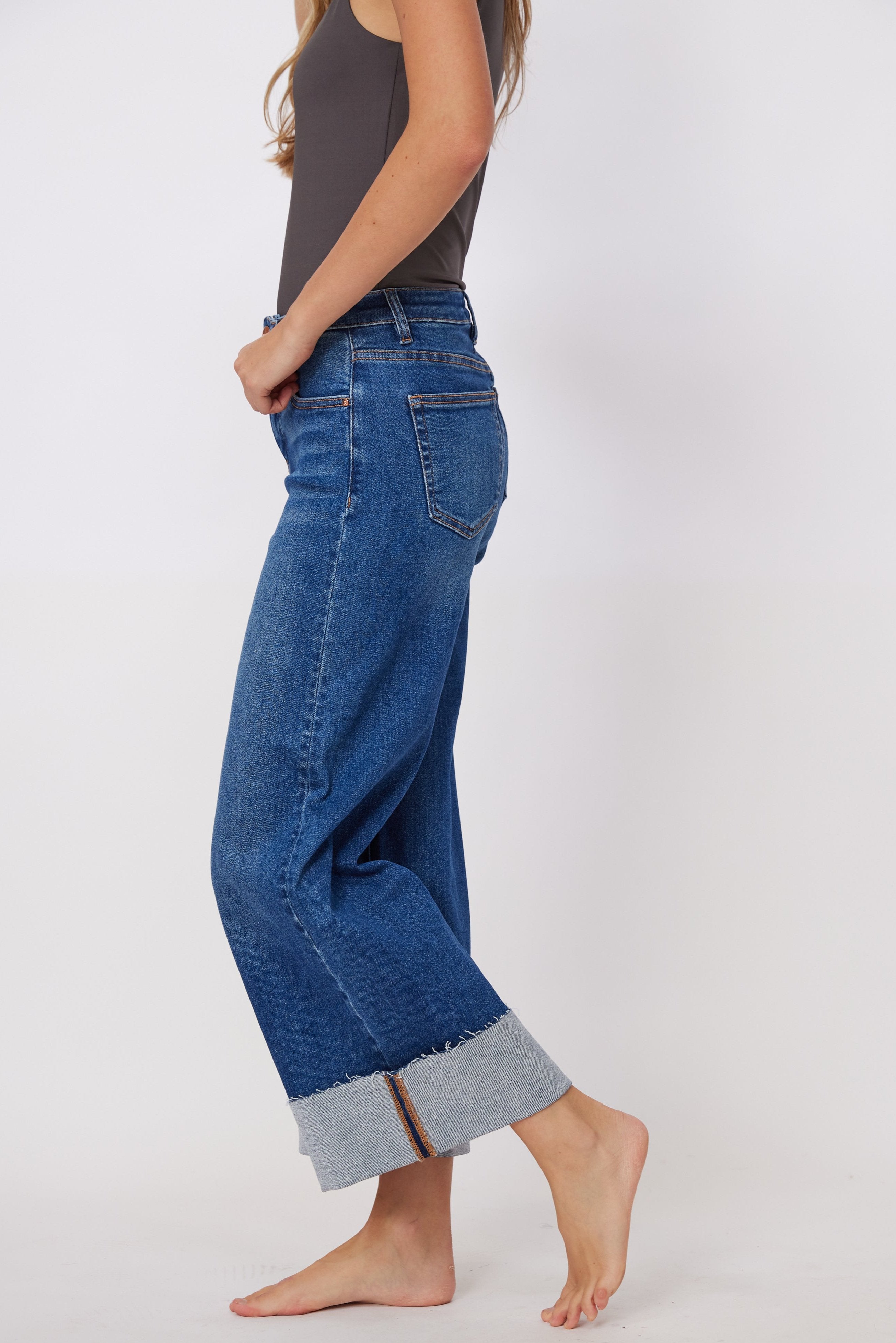 Tanner Risen Cuffed Wide Leg Jeans