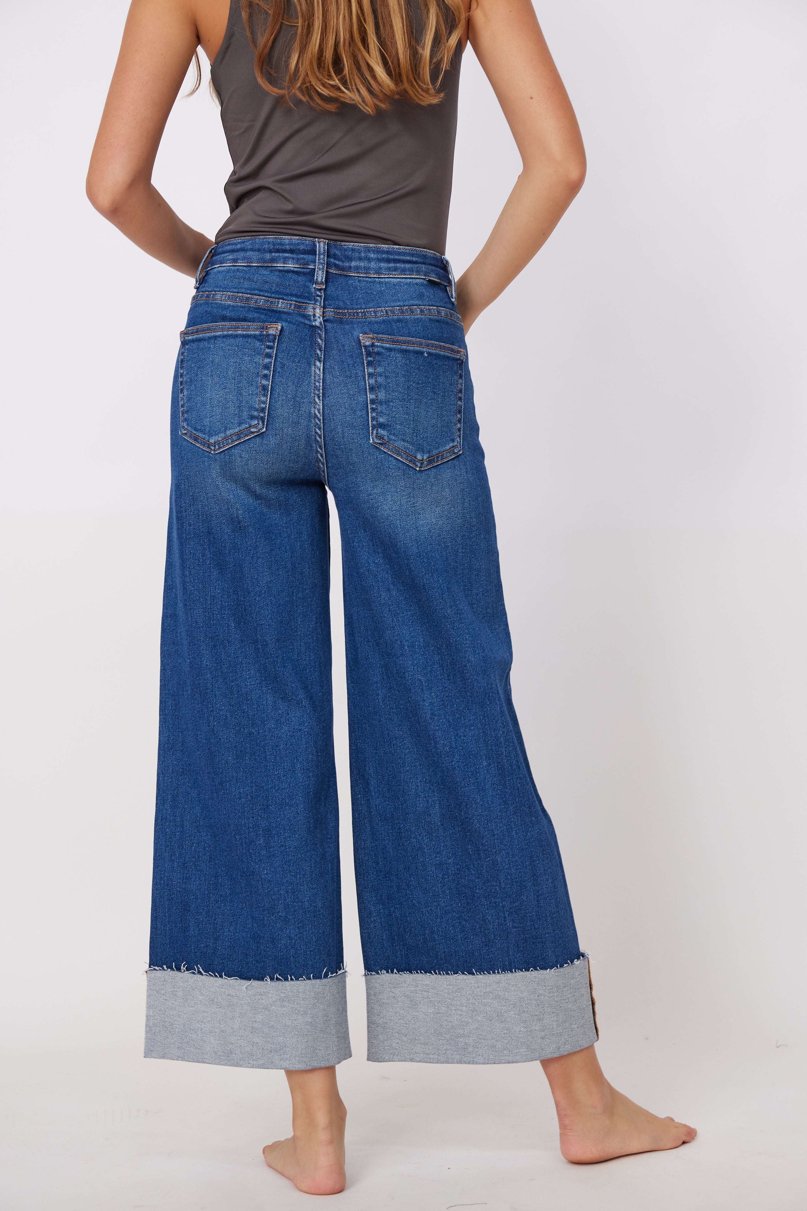 Tanner Risen Cuffed Wide Leg Jeans