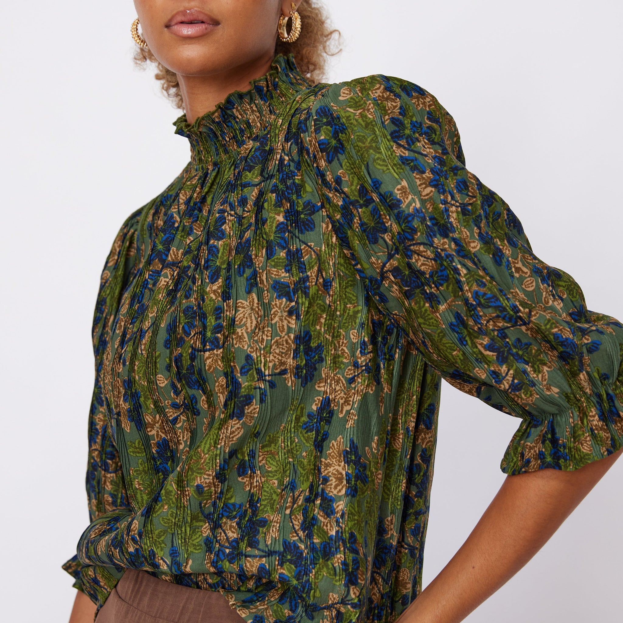 Jonas Smocked Neck Printed Top