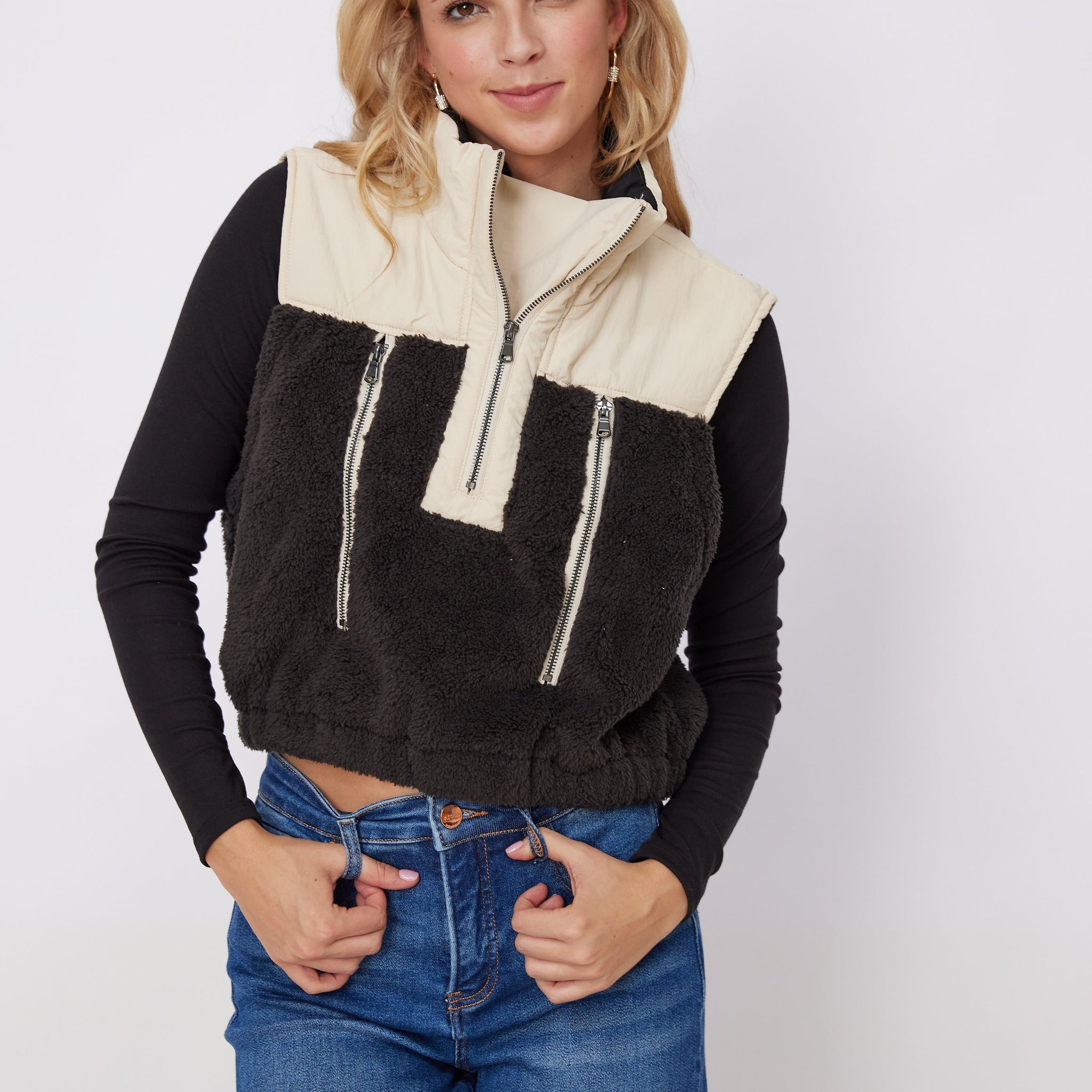 SALE - Burgess Half Zip Sherpa Vest