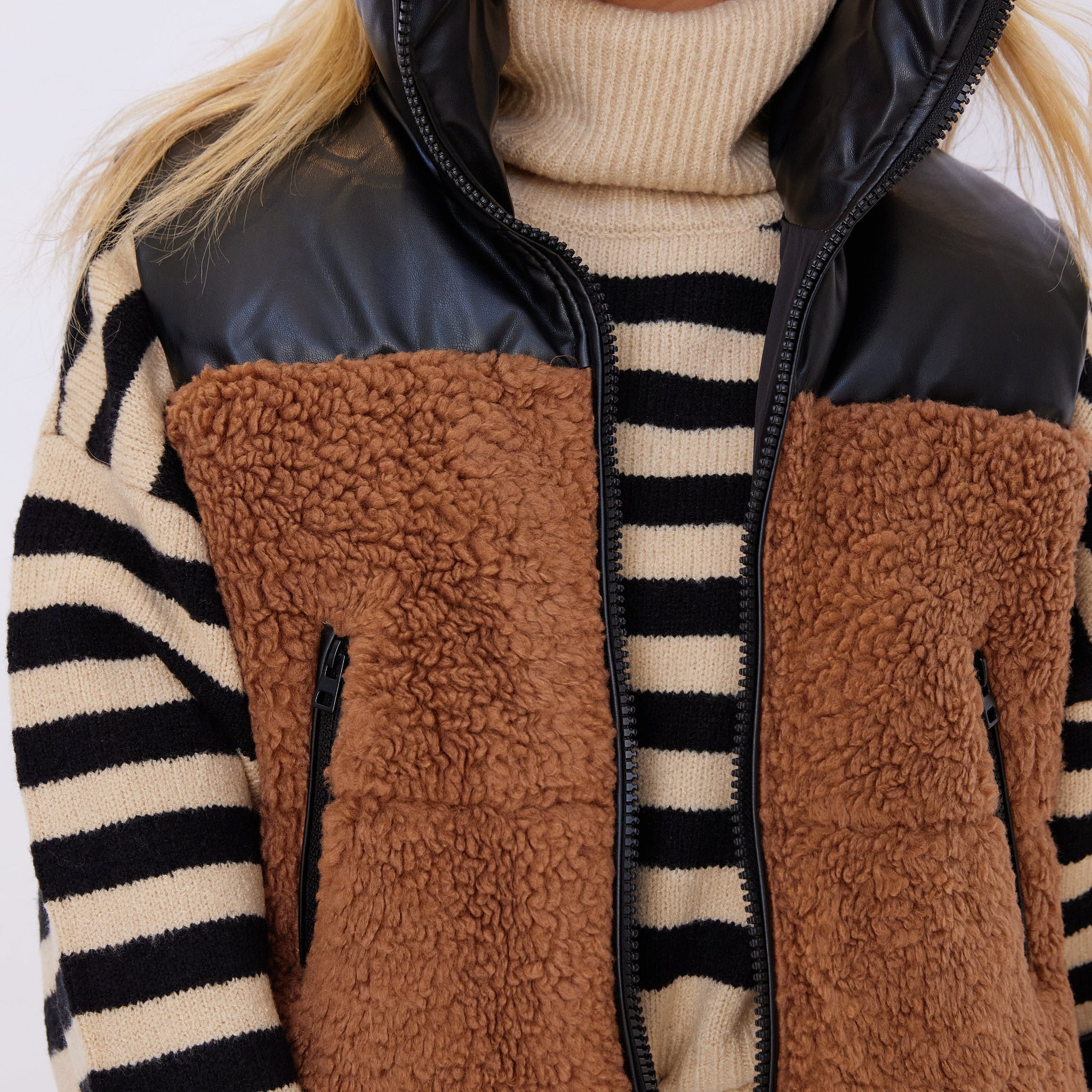 Maddox Color Block Sherpa Vest