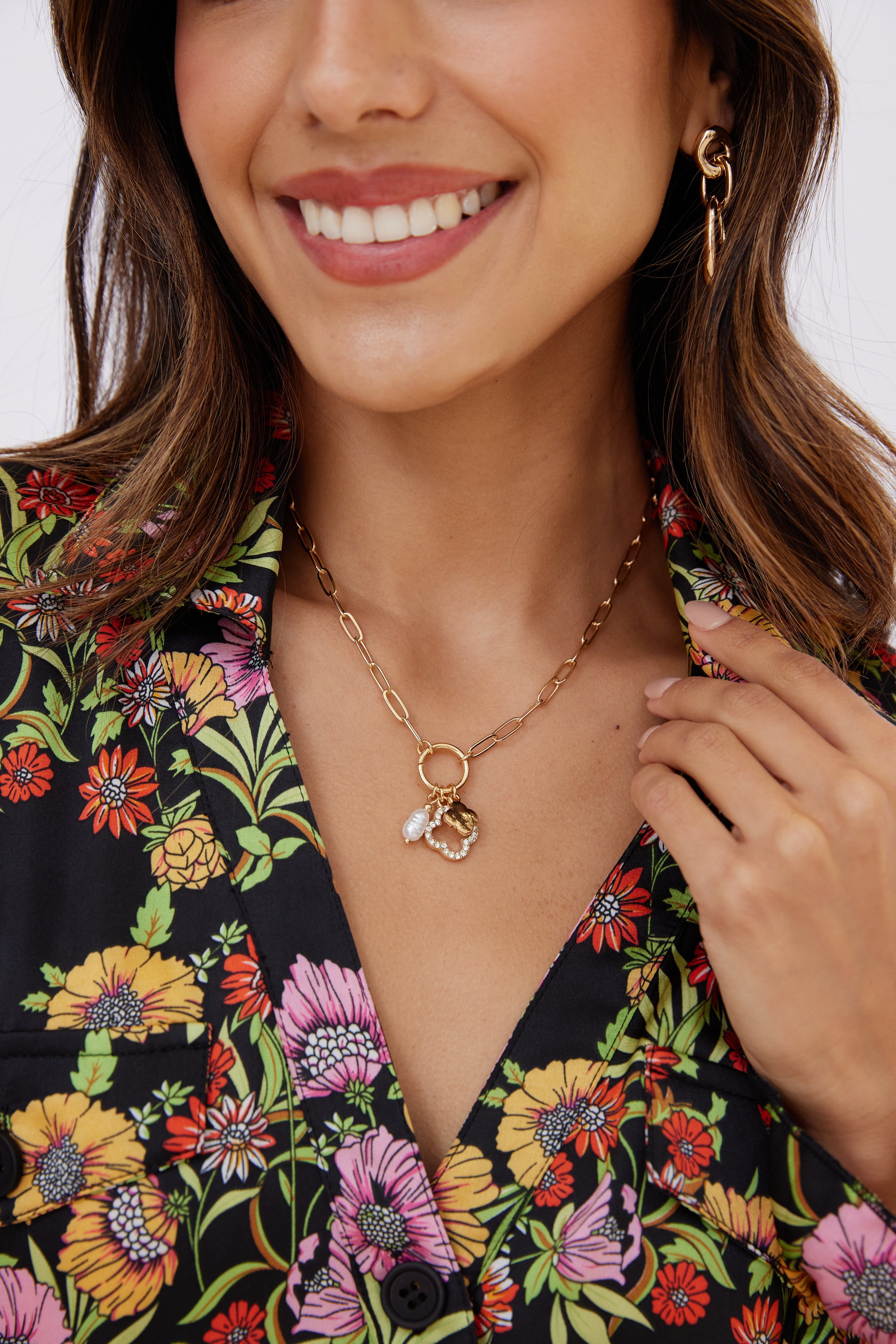 Francis Open Clover Pearl Choker