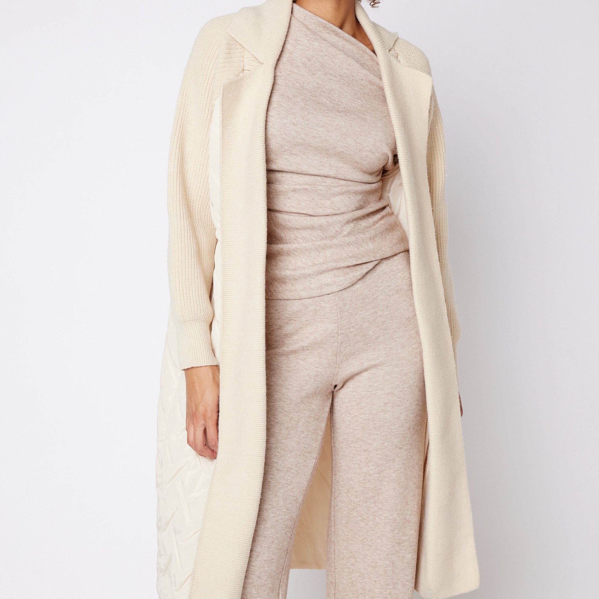 Collin Puffer Knit Mixed Media Coat