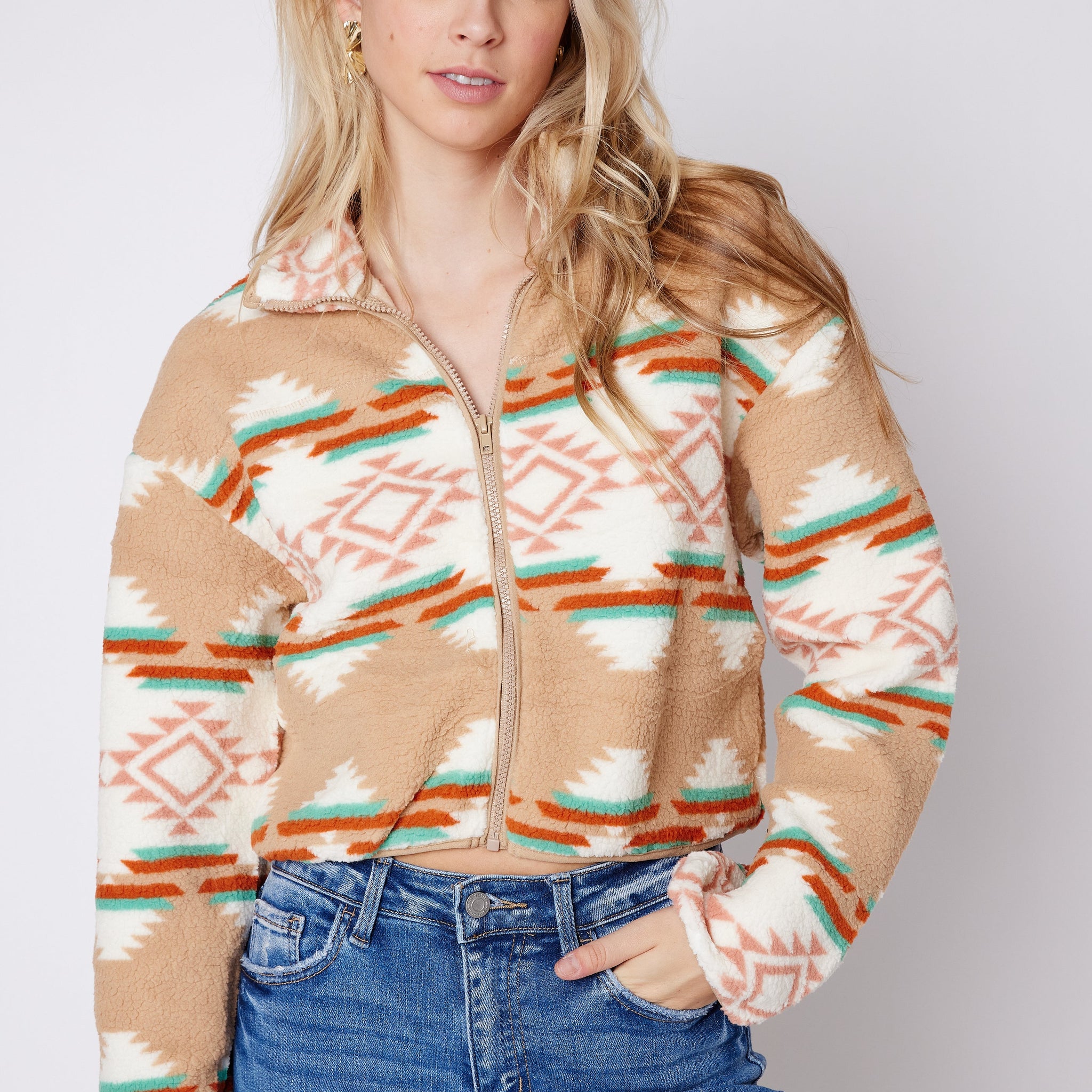 SALE - Kacie Printed Shearling Jacket