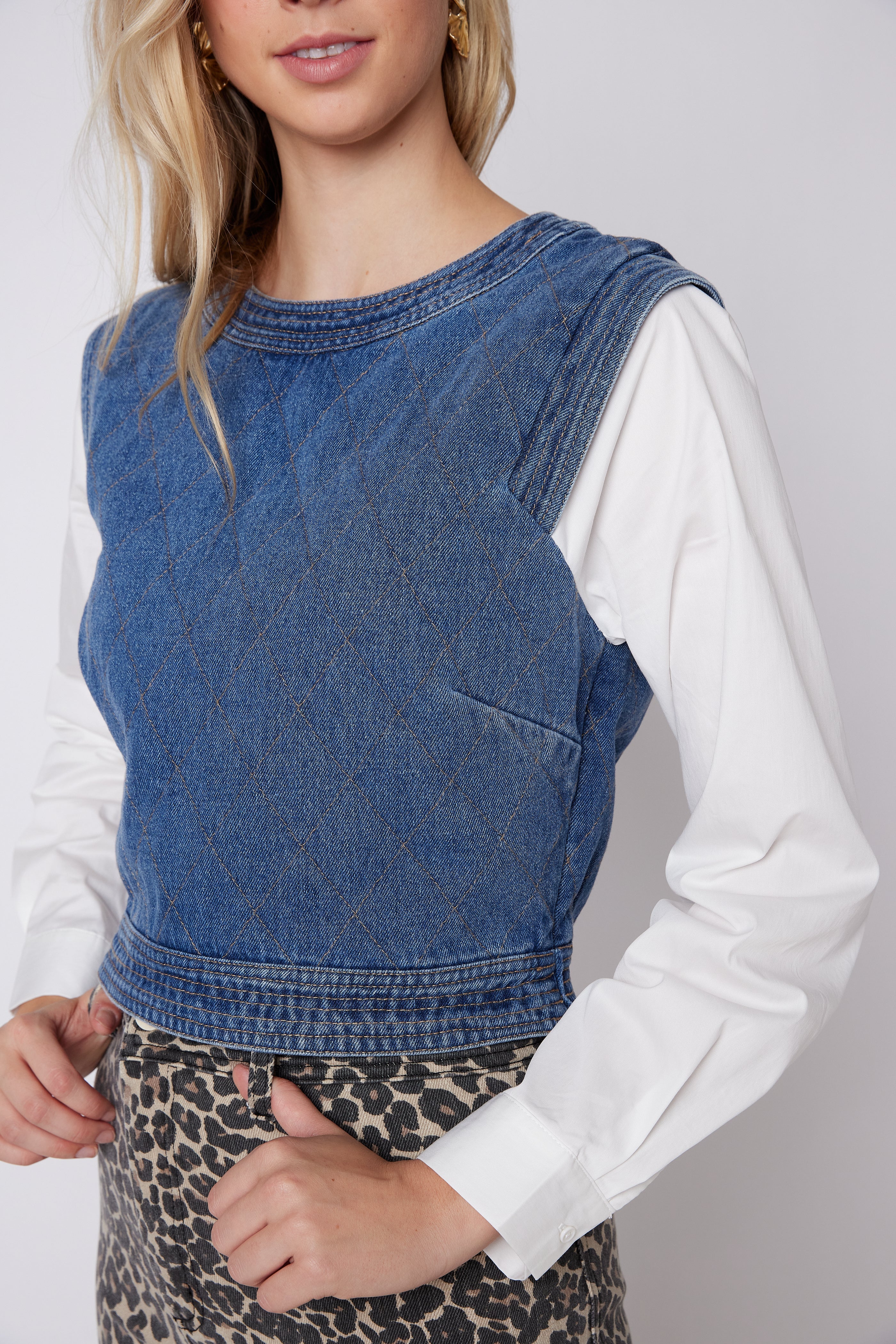 SALE - Sahar Denim Poplin Top