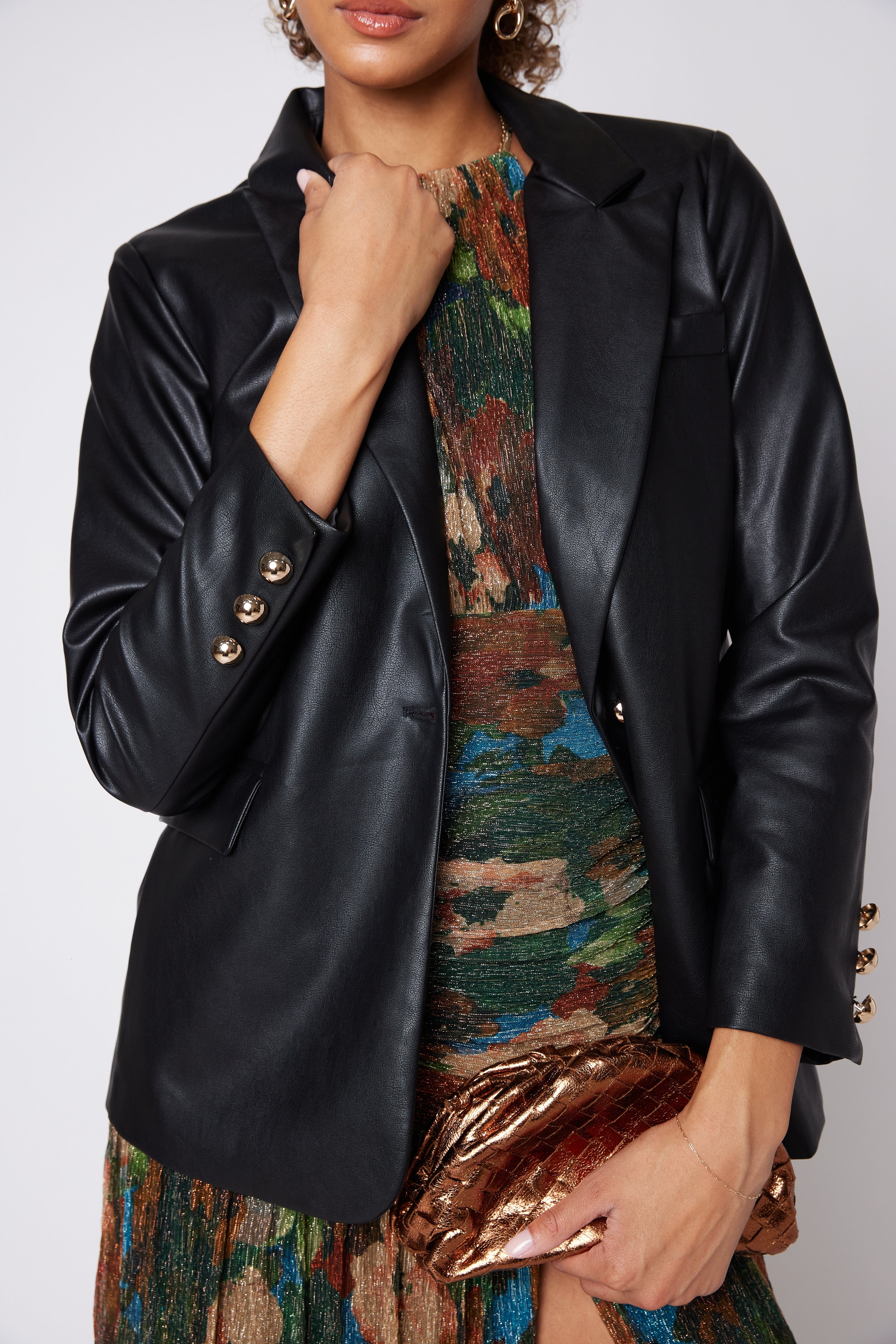 Kasey Faux Leather Boyfriend Blazer