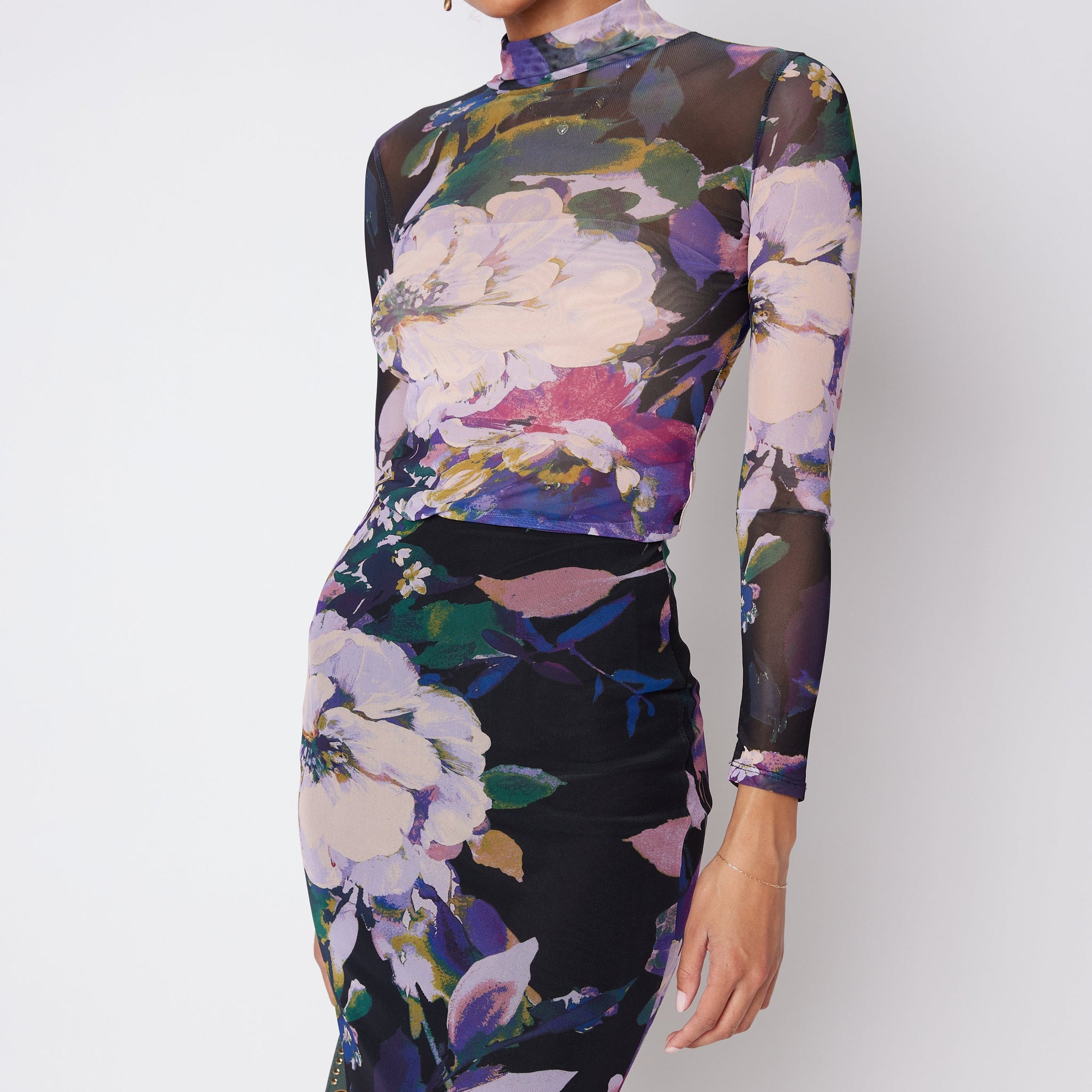 Lewis Floral Fitted Midi Skirt