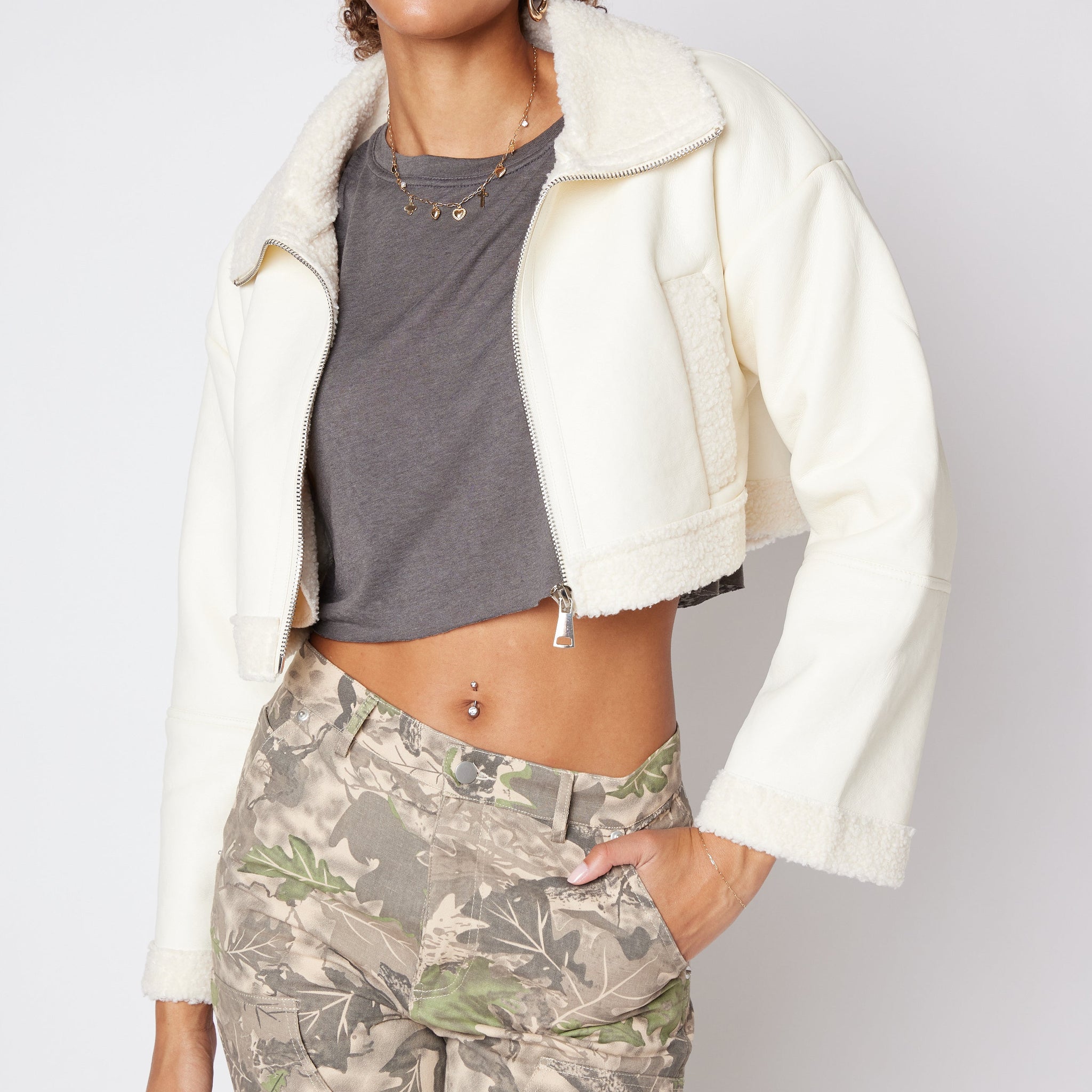 SALE - Jude Sherpa Cropped Jacket