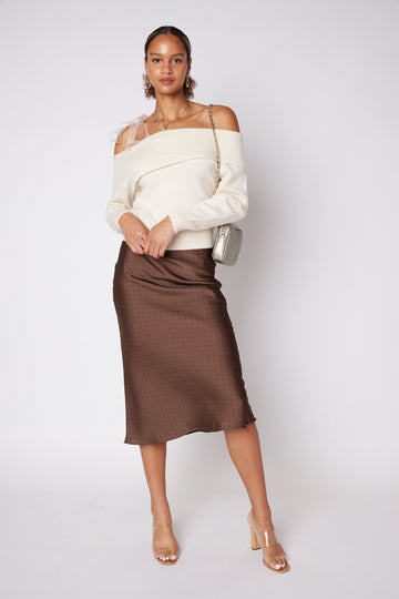 SALE - Alexis High Waist Polka Dot Midi Skirt