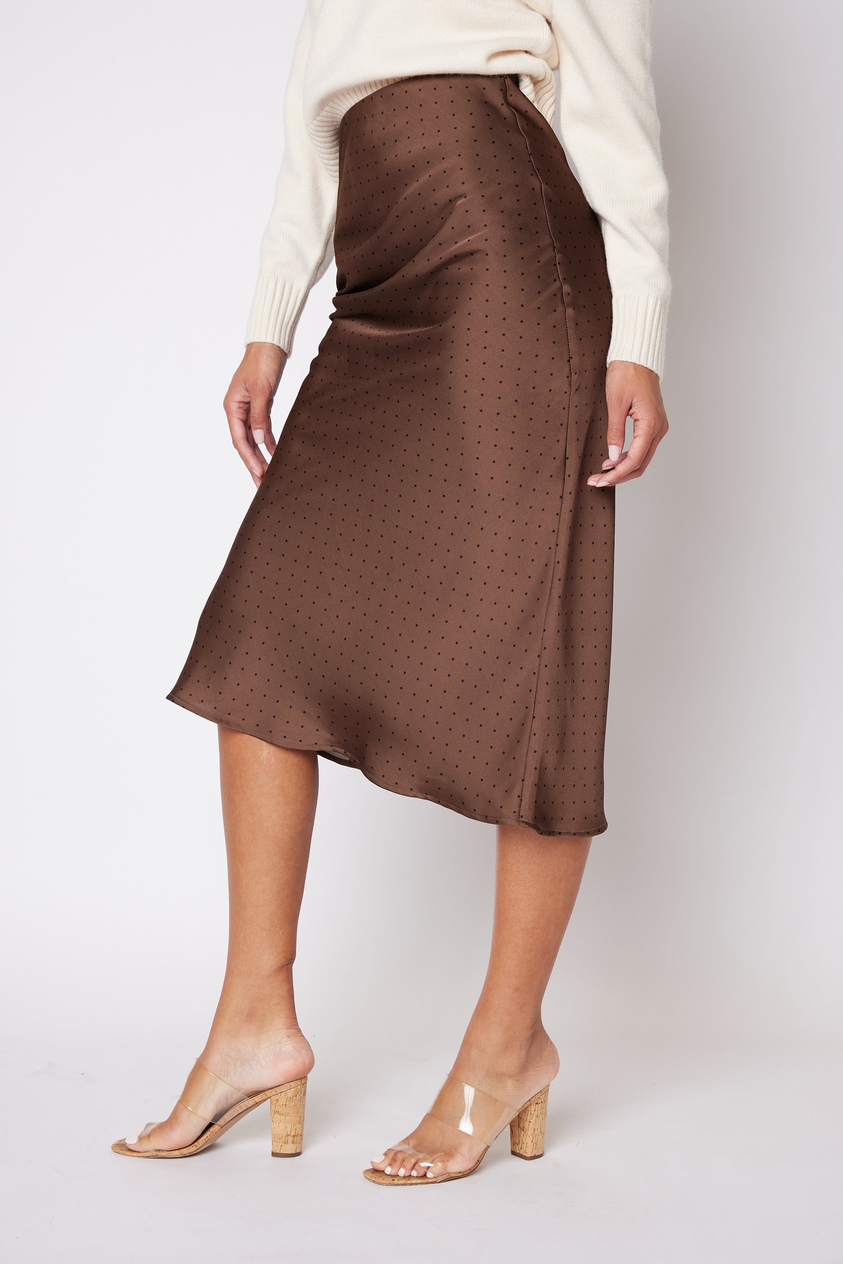 SALE - Alexis High Waist Polka Dot Midi Skirt