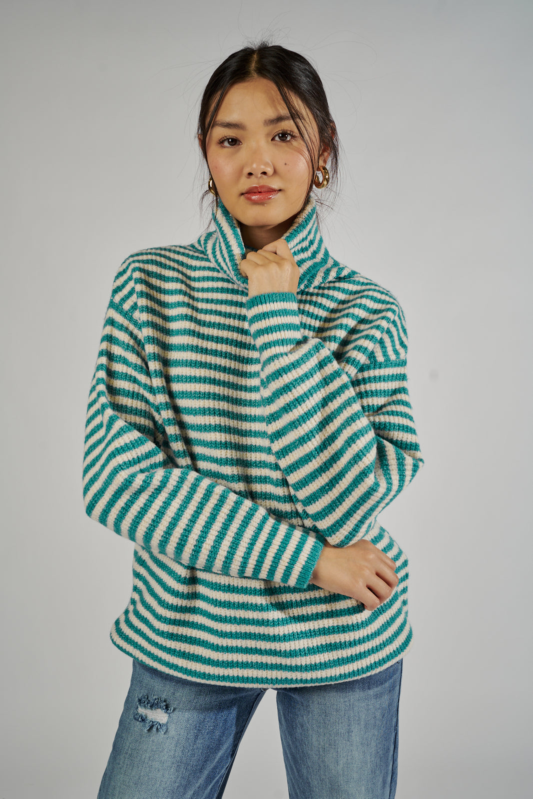 SALE - Naomi Striped Turtleneck Sweater