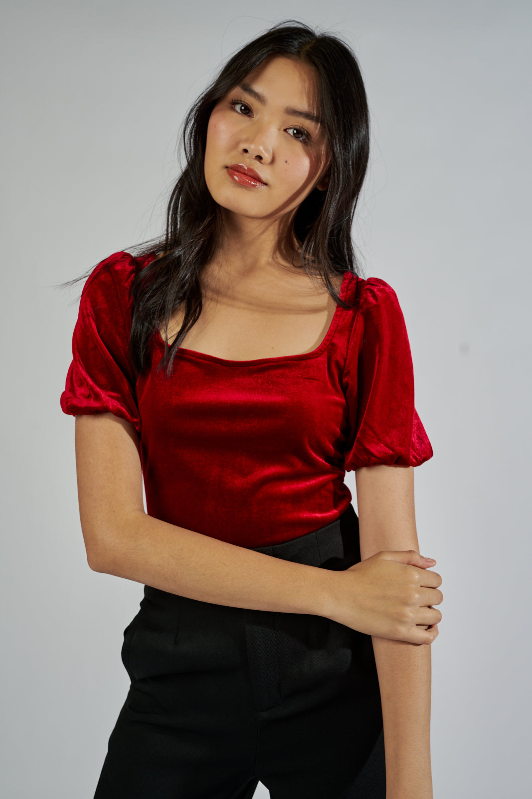 SALE - Eleanor Velvet Puff Sleeve Bodysuit