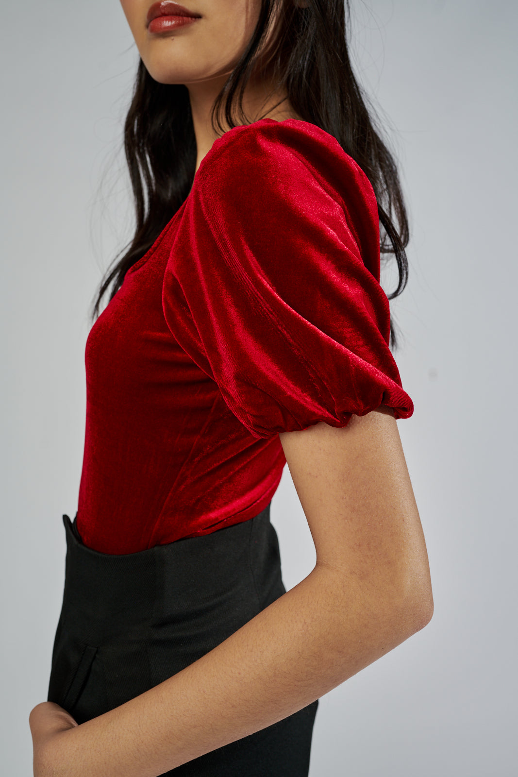 SALE - Eleanor Velvet Puff Sleeve Bodysuit