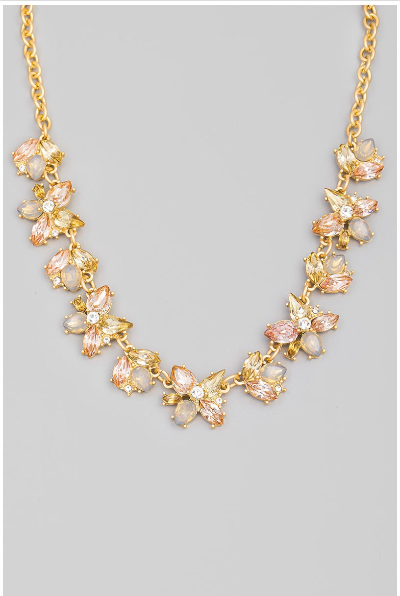 Cori Floral Rhinestone Necklace