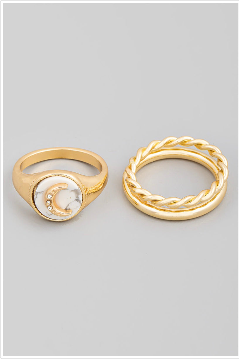 Violina Moon Ring Set