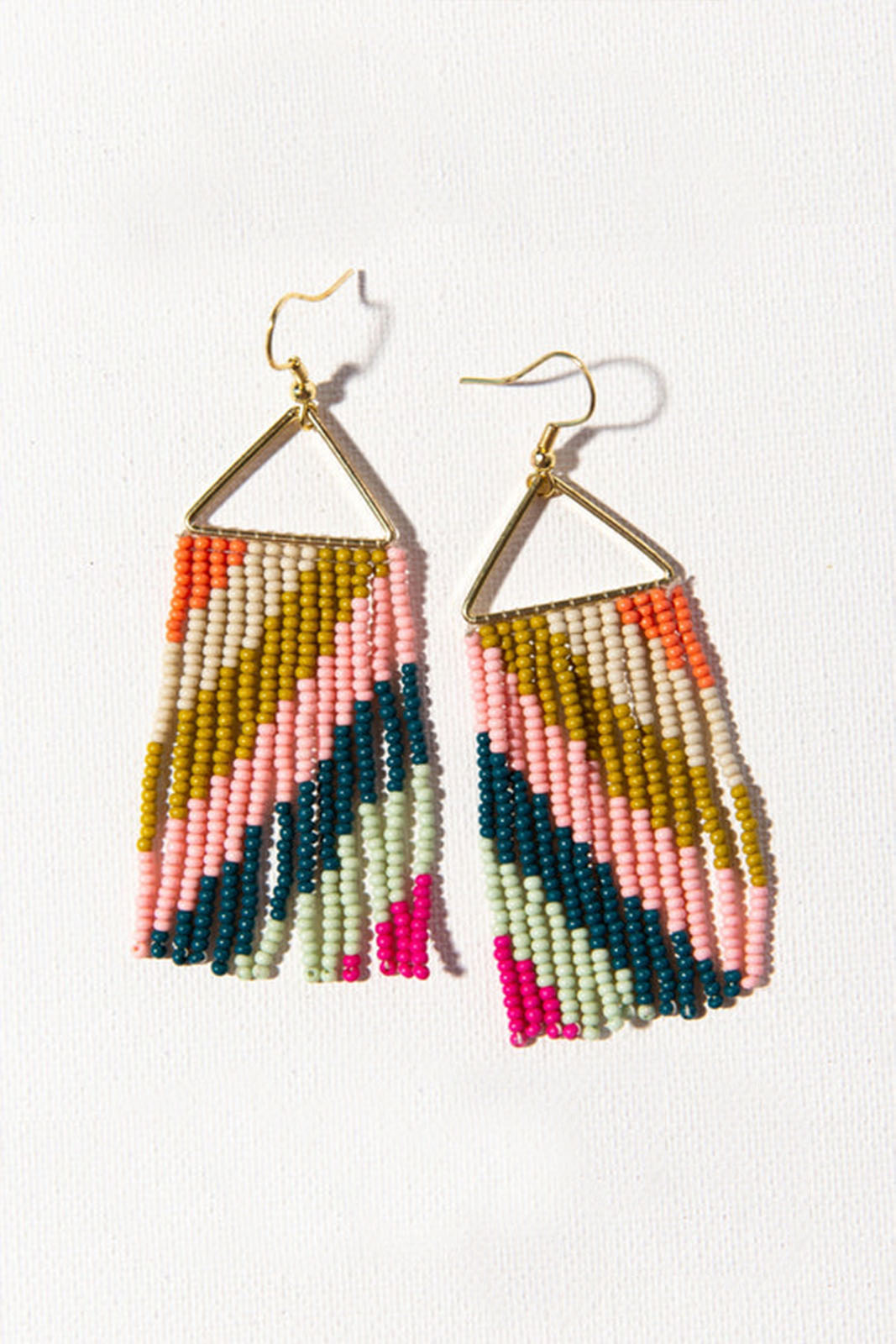 Ink+Alloy Diagonal Stripe On Triangle Earring