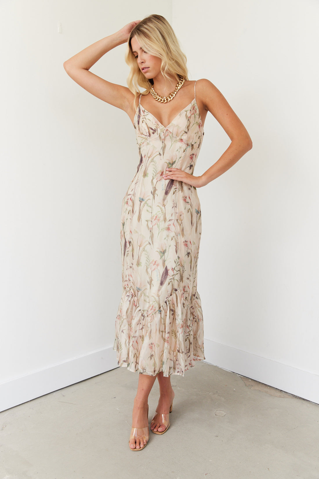 Michelle Tulip Floral Midi Dress