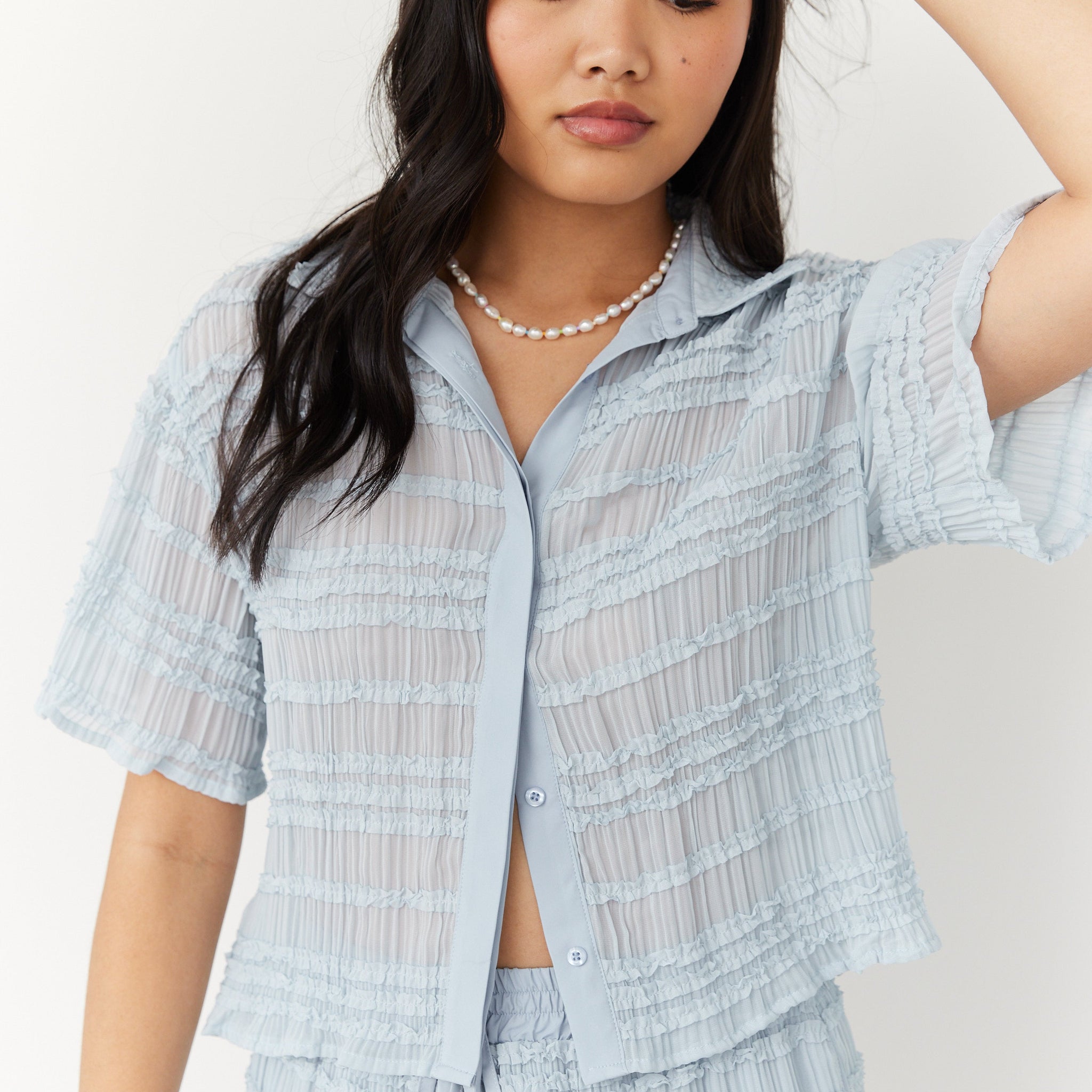 SALE - Jennie Scalloped Edge Button Front Top