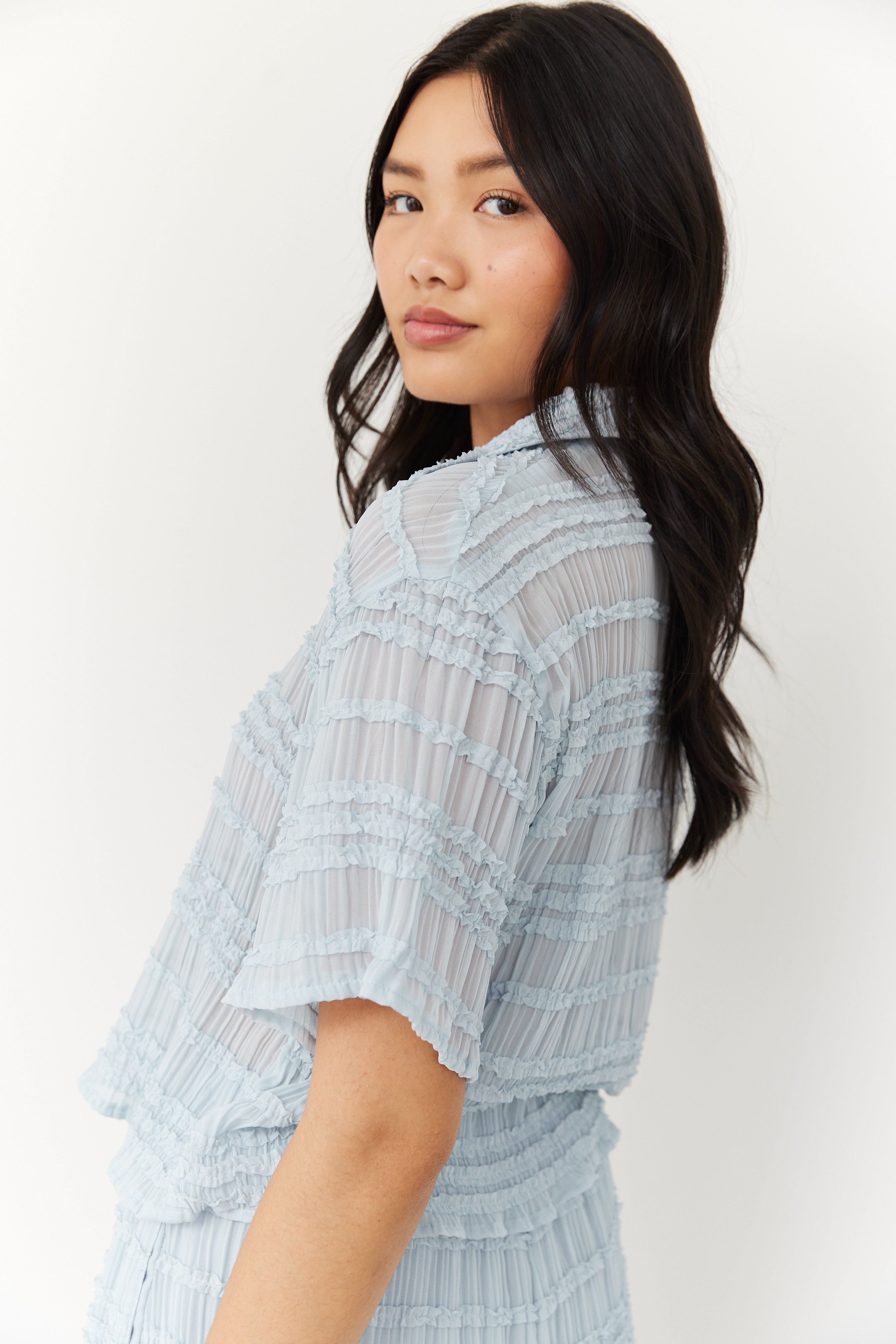 SALE - Jennie Scalloped Edge Button Front Top