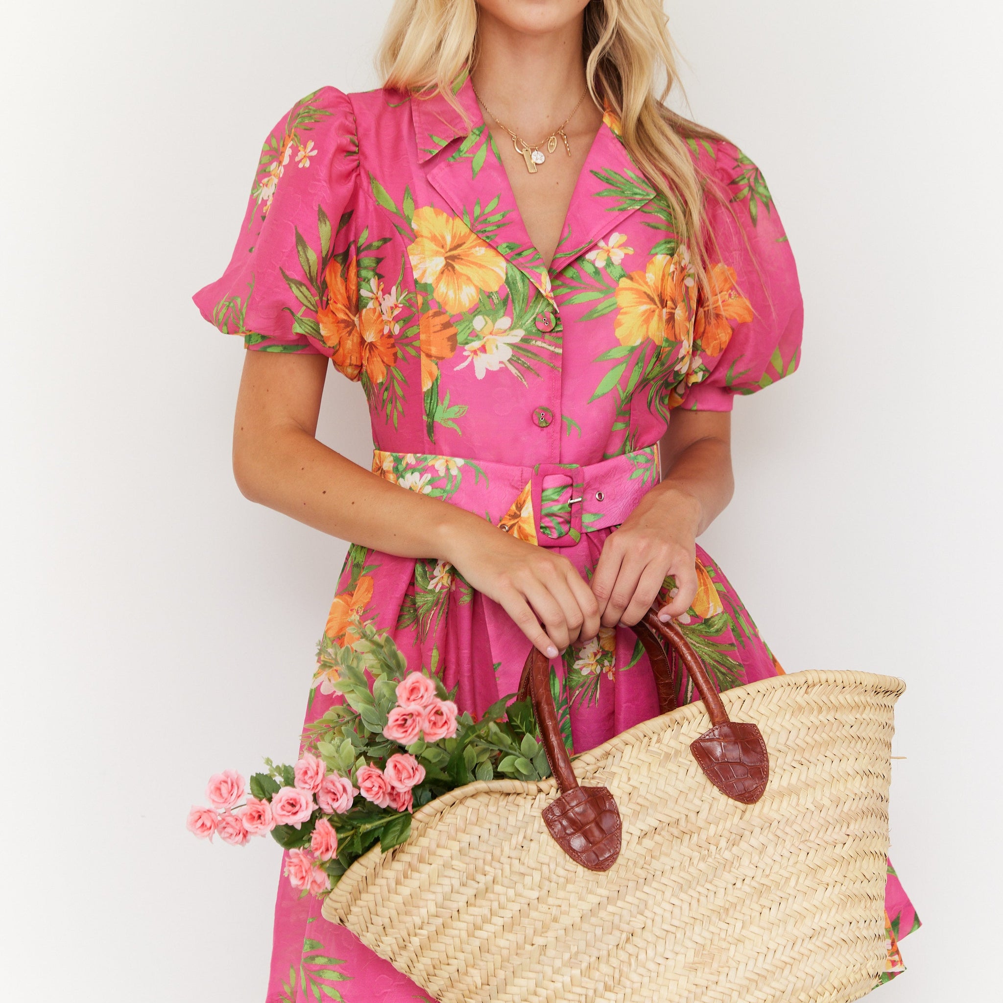 SALE - Brianna Printed Puff Sleeve Mini Dress