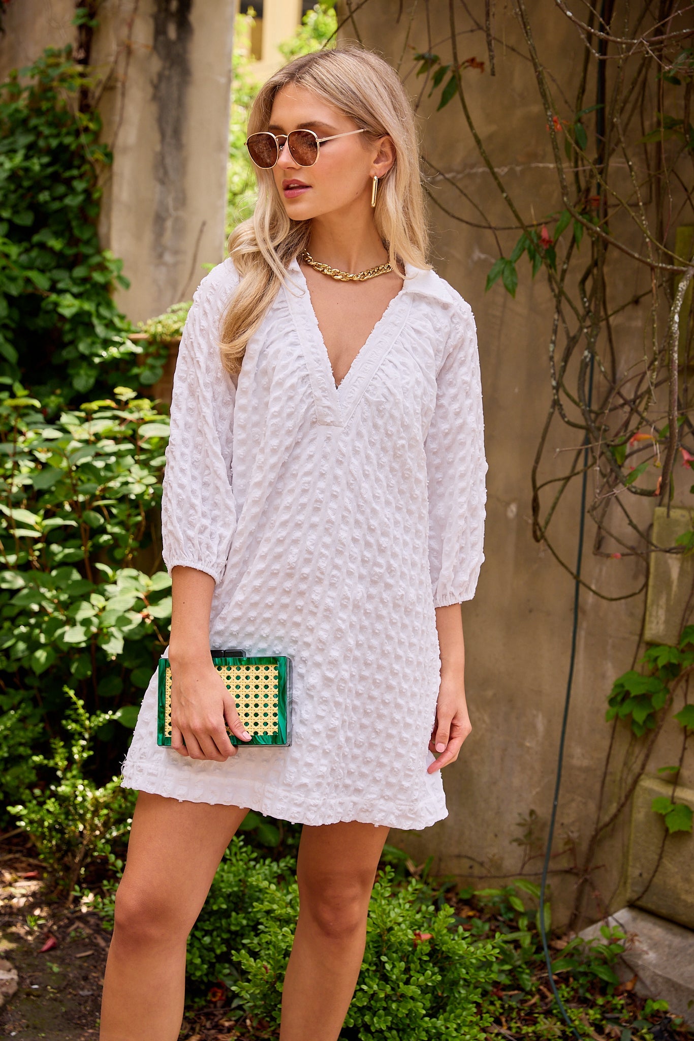 Carina Bubble Knit Plaid Mini Dress