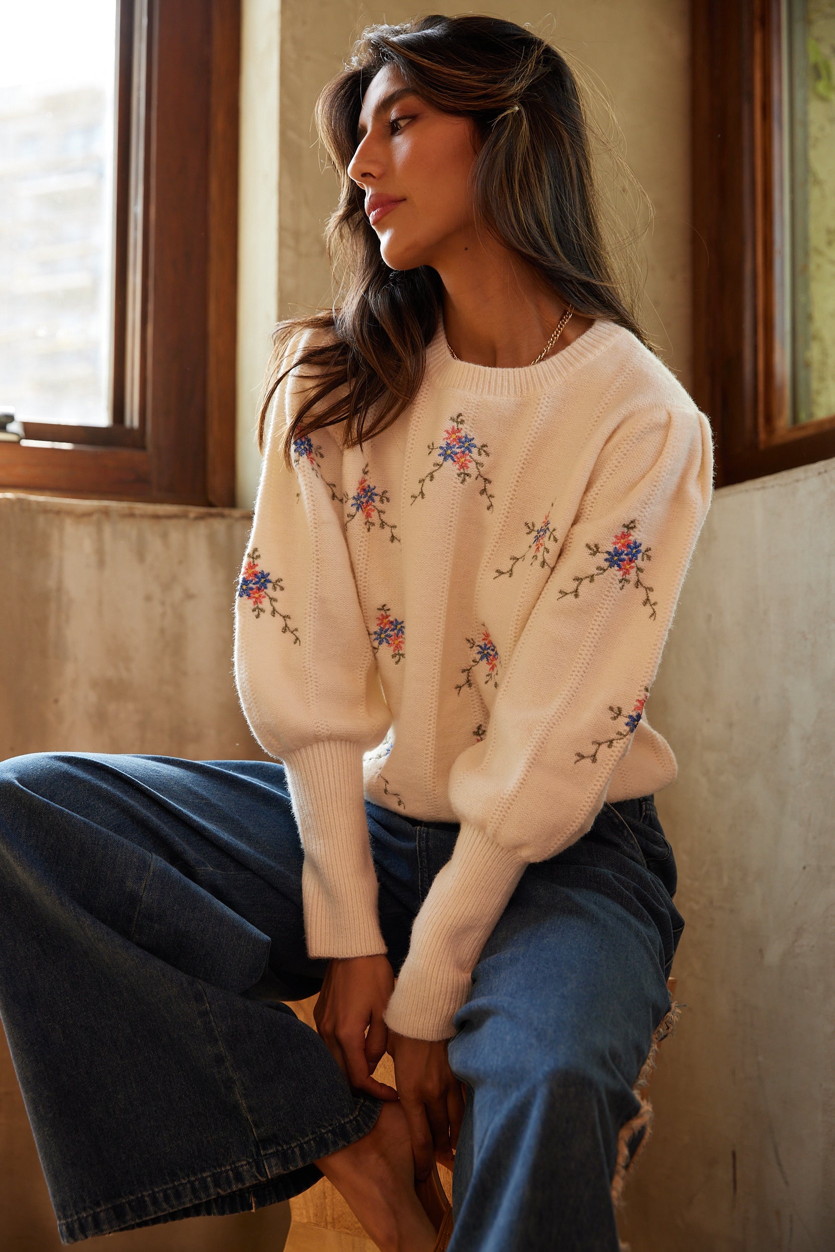 Catrin Floral Embroidery Sweater