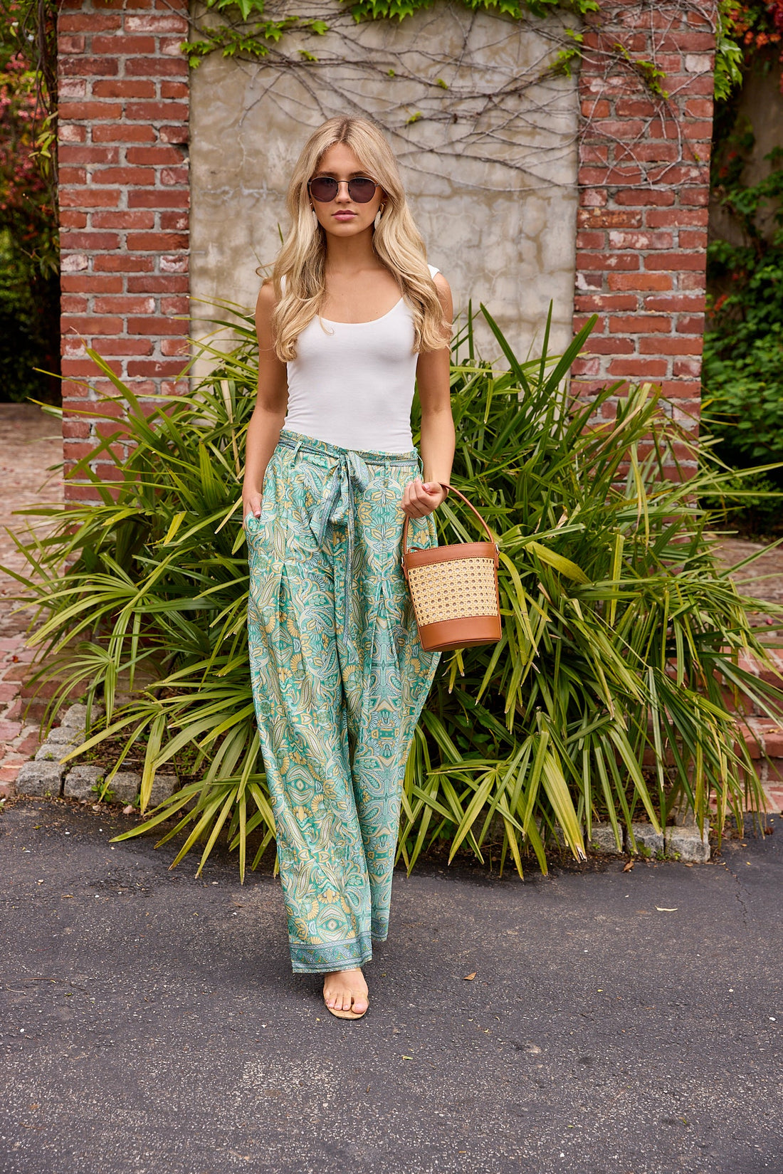 Farrah Satin Paisley Pattern Pants
