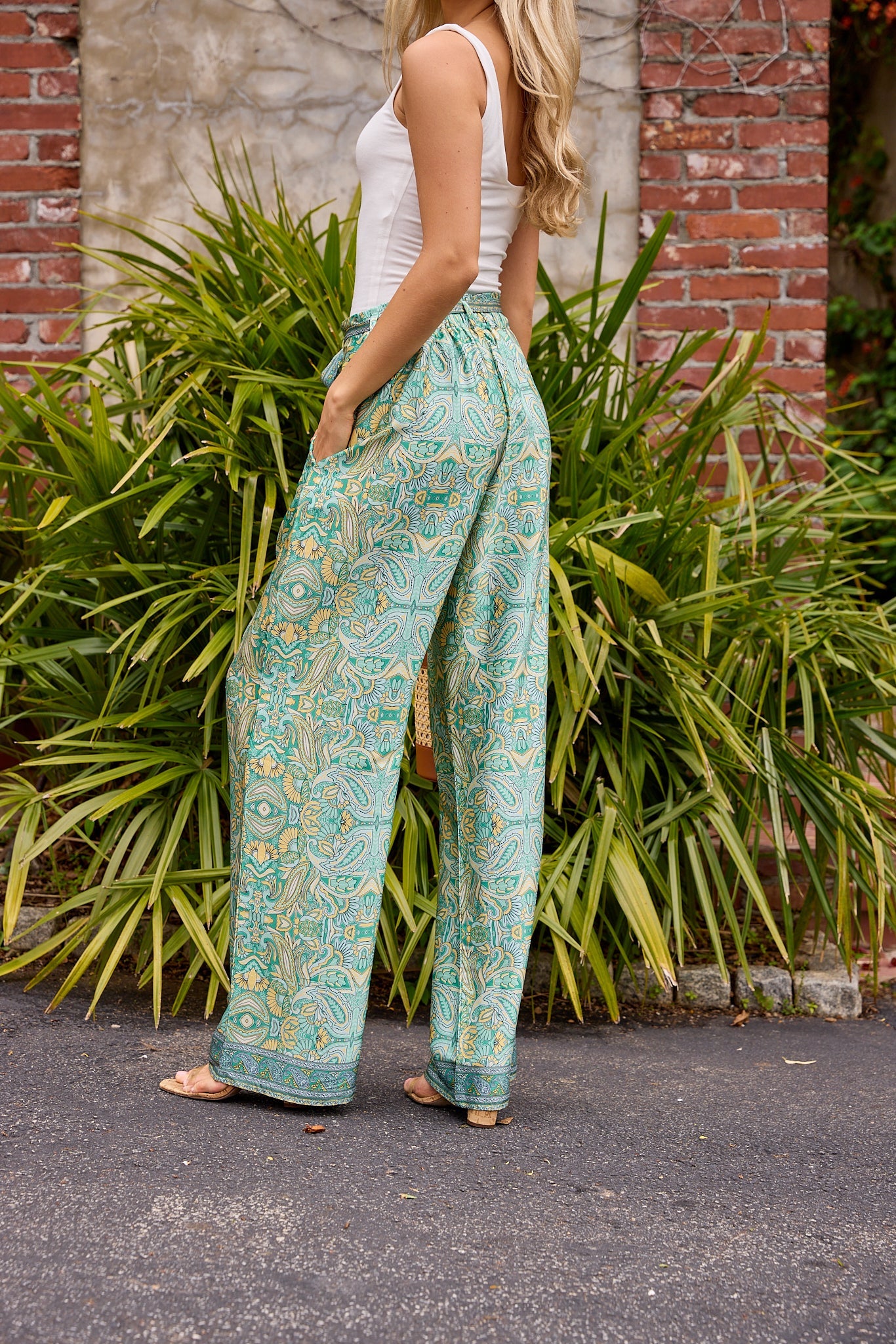 Farrah Satin Paisley Pattern Pants