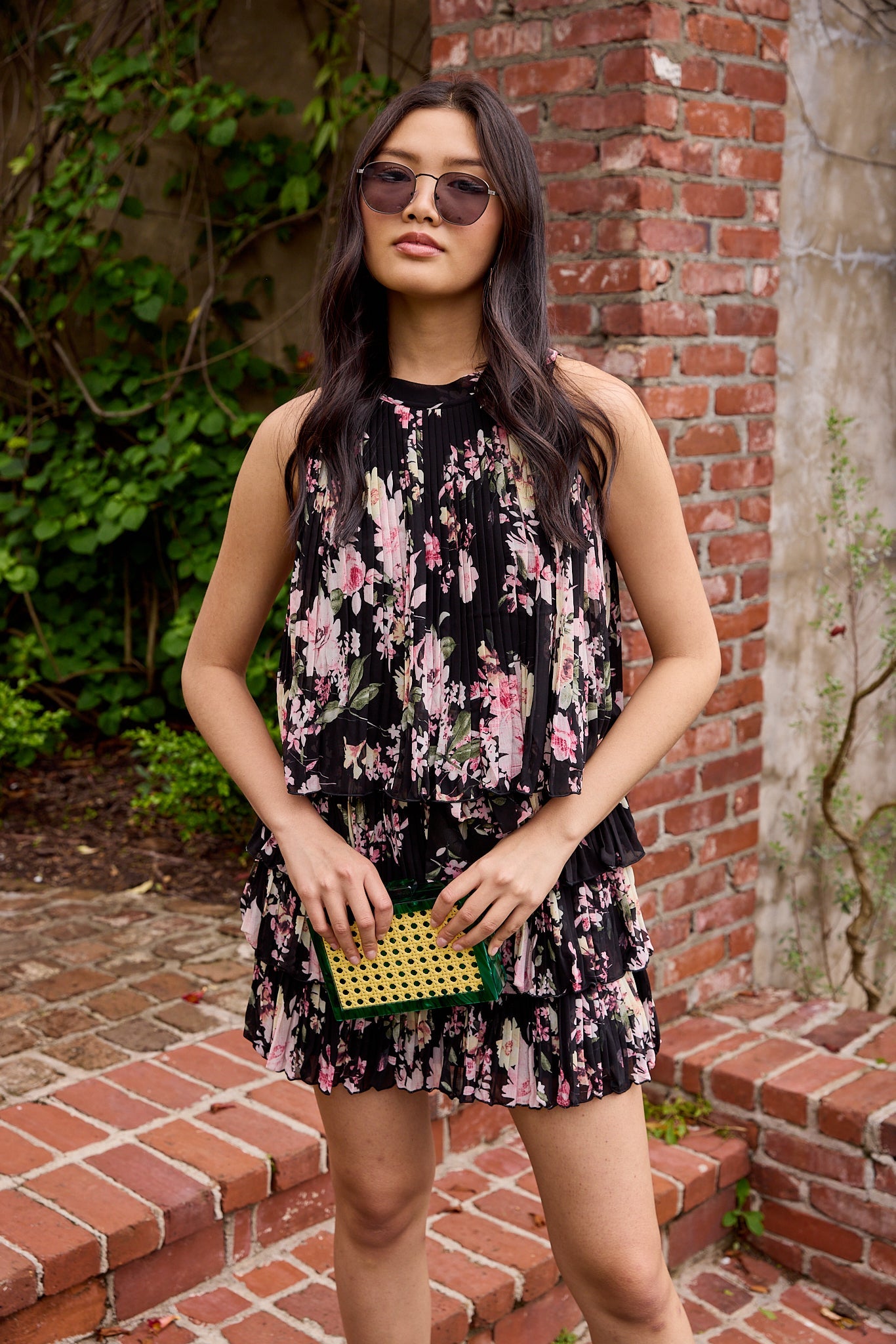 SALE - Beck Pleated Detail Belted Mini Dress