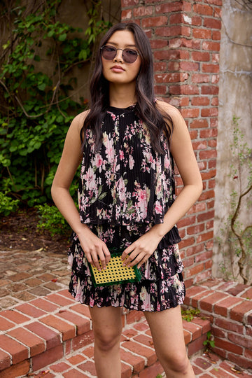 SALE - Beck Pleated Detail Belted Mini Dress