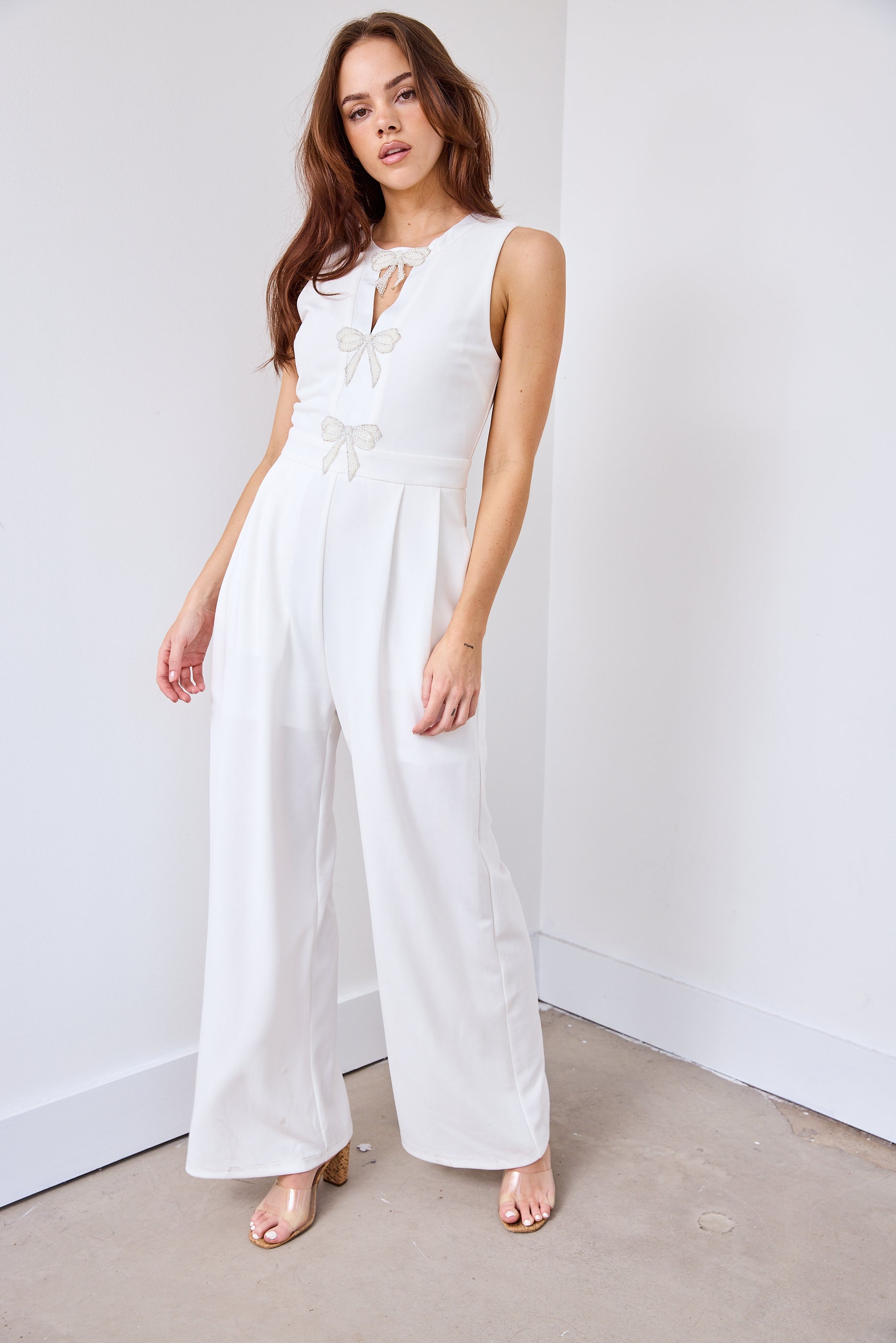SALE - Mercedes Bow Detail Jumpsuit