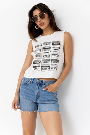 Cassette Tape Sleeveless Graphic Tee