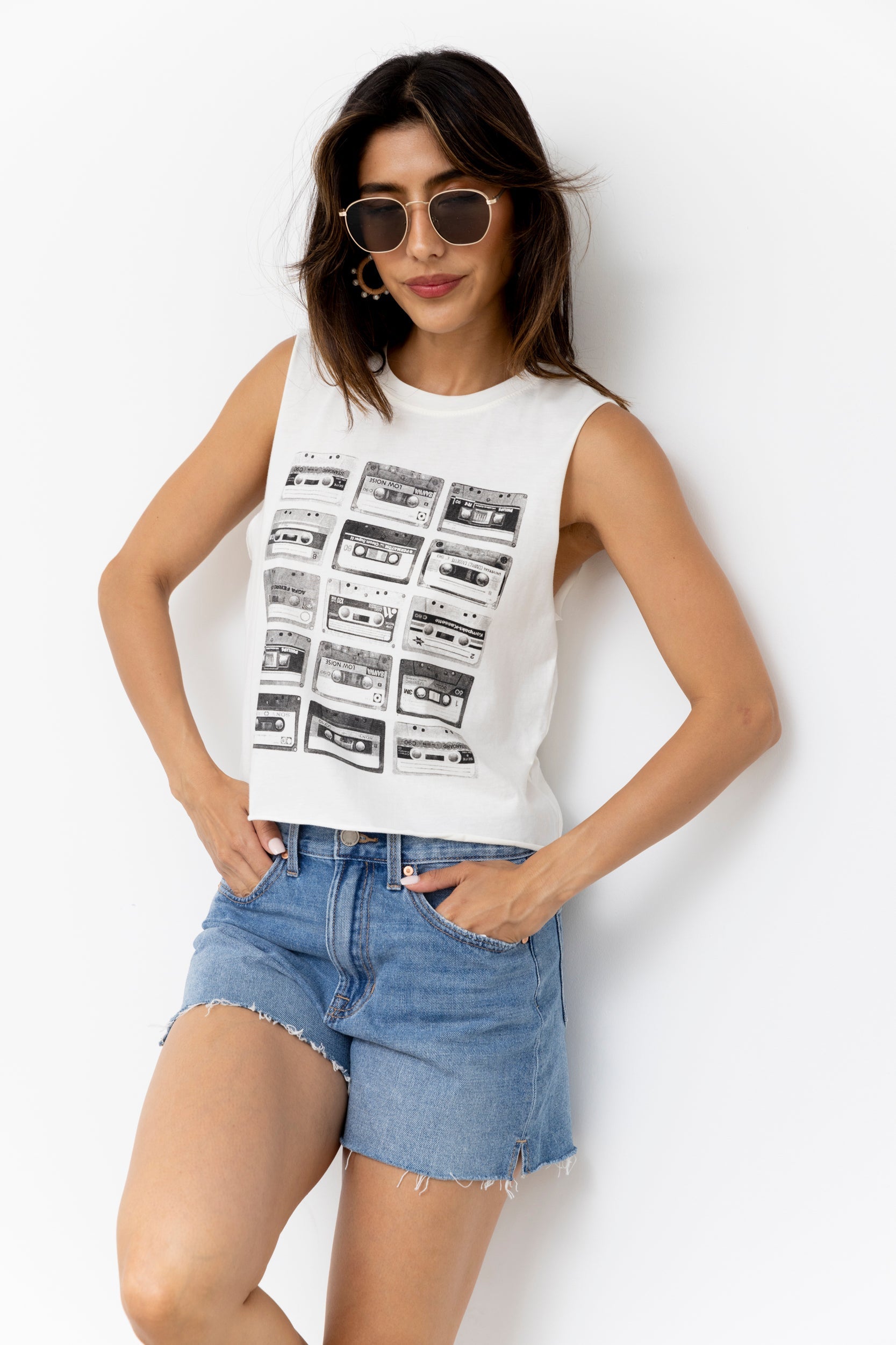 Cassette Tape Sleeveless Graphic Tee