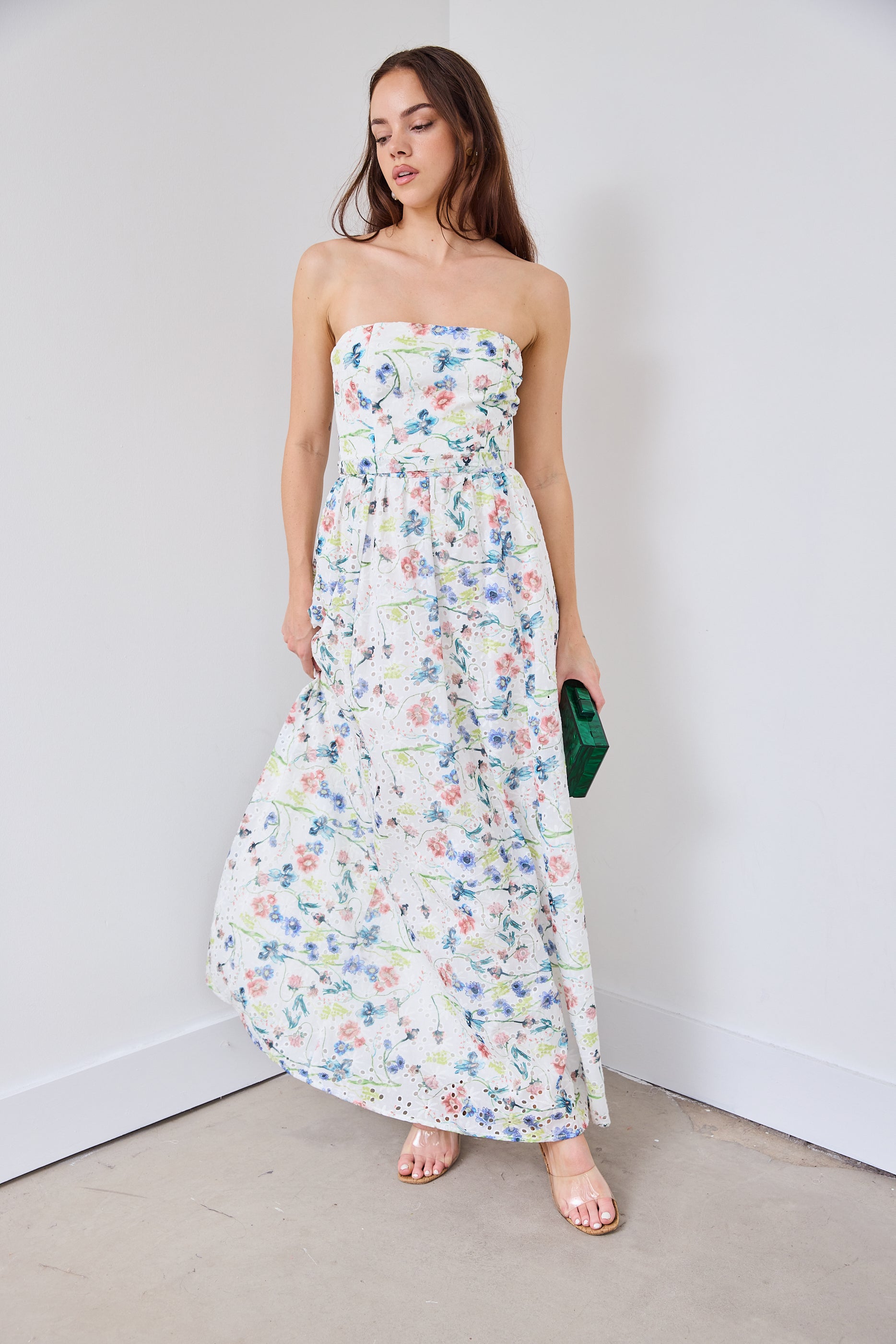 SALE - Alisha Eyelet Floral Maxi Dress