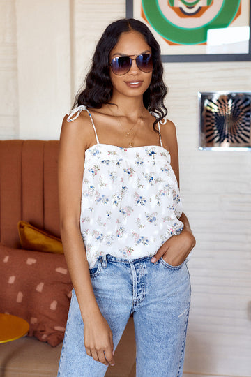 Mallow Ditsy Floral Sleeveless Blouse