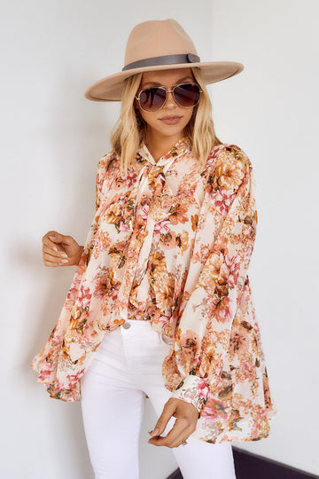 Manon Floral Tie Neck Blouse