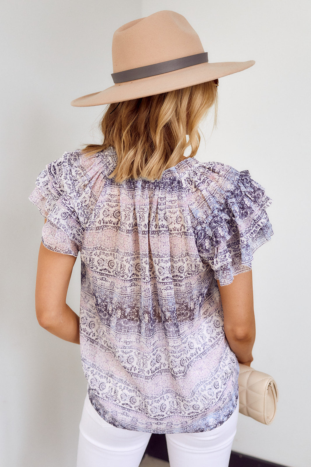 Minka Printed Ruffle Blouse
