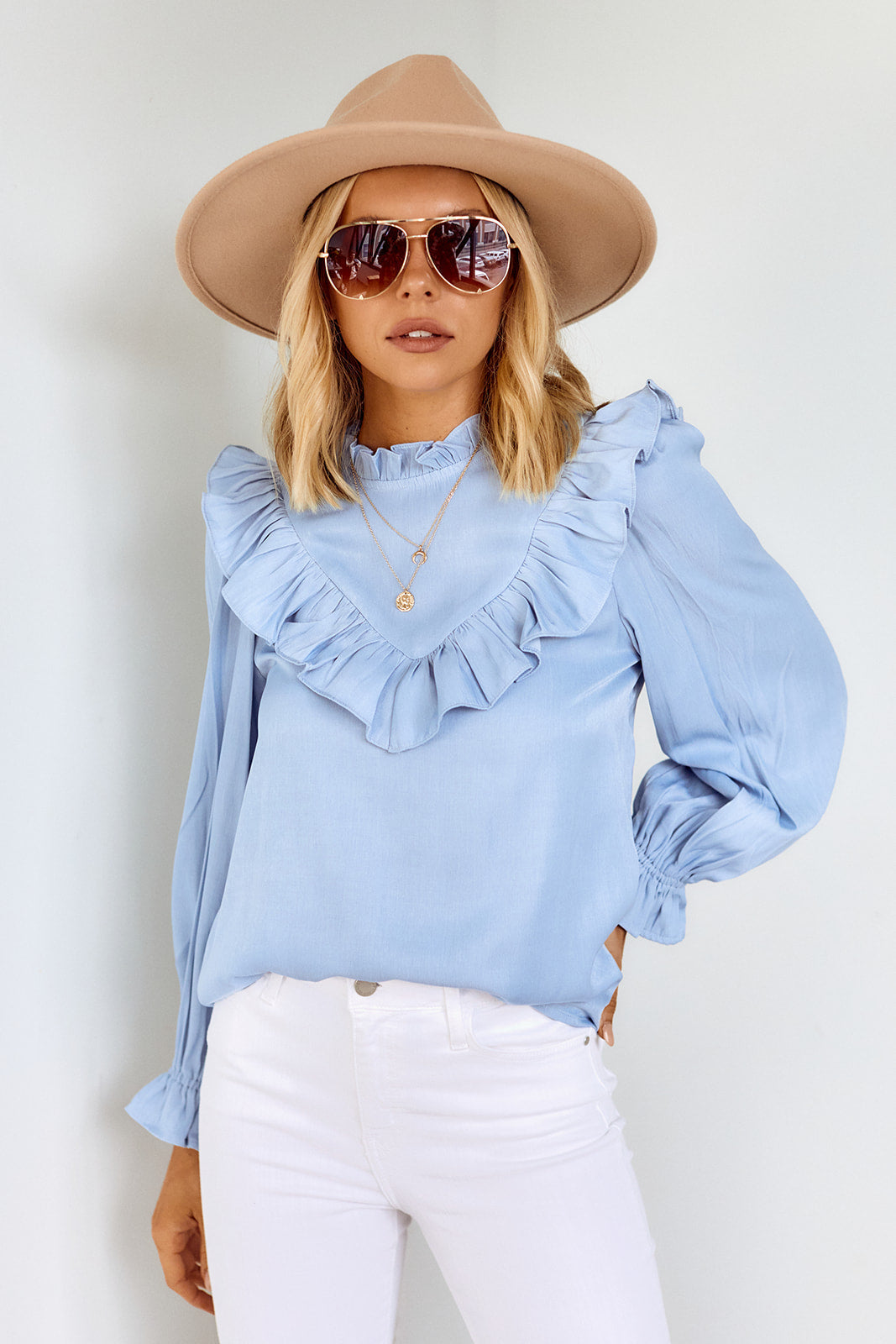 Monet Ruffled Long Sleeve Blouse