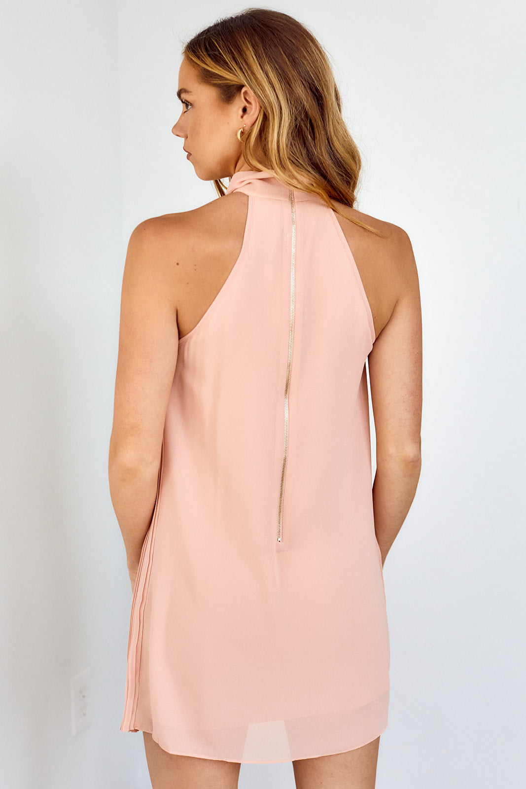 Quinn Pleated High Neck Dress