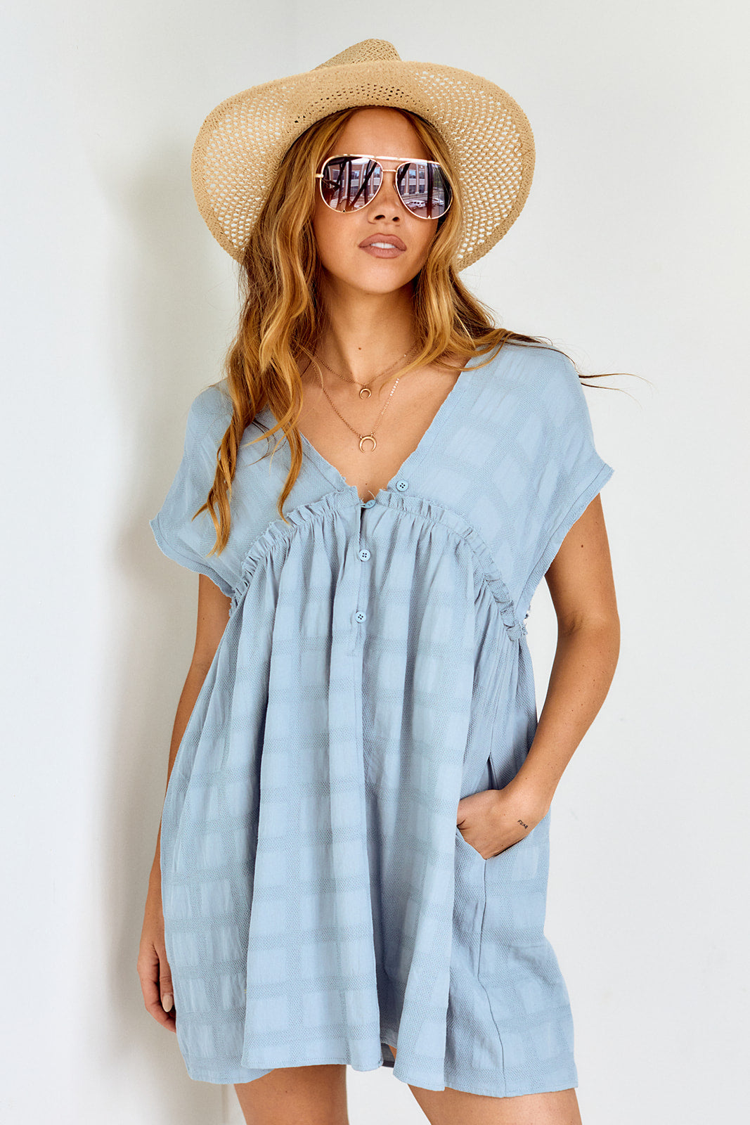 Toni Button Front Babydoll Dress